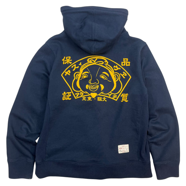 Vintage Evisu Big Face Zip Up Hoodie Navy Blue