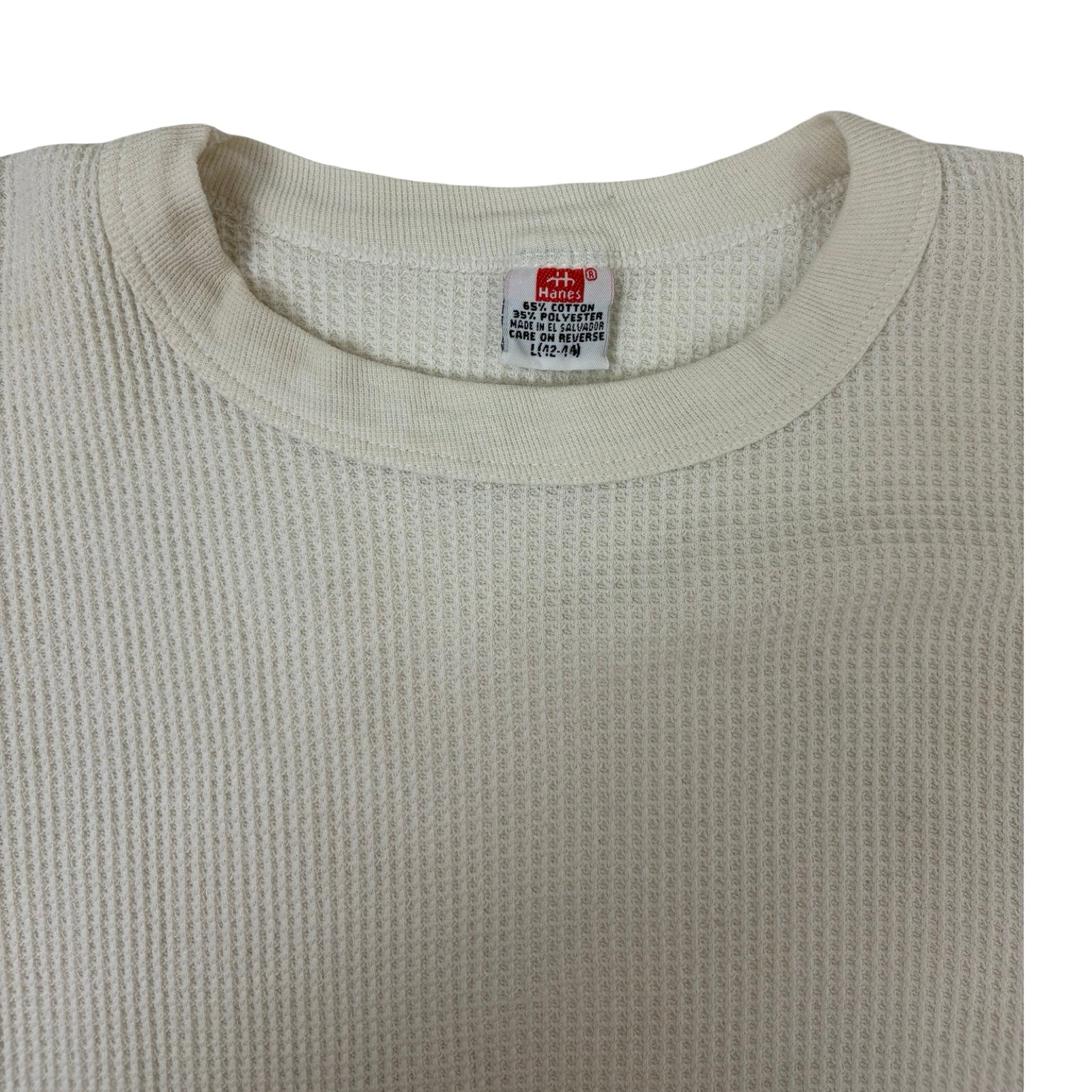 Vintage Hanes Waffle Knit Long Sleeve Thermal Shirt Cream