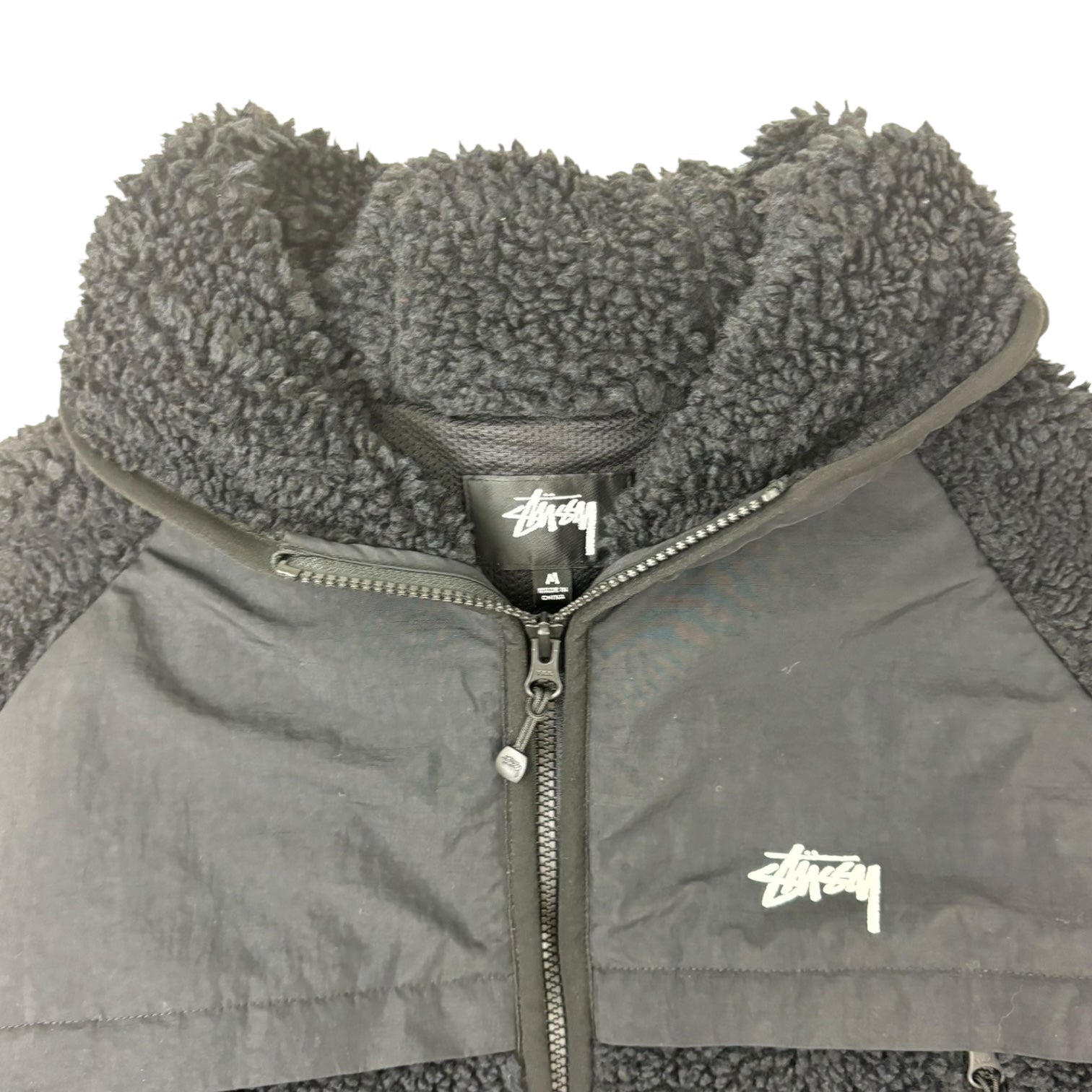 Stussy Sherpa Panelled Hooded Jacket Black
