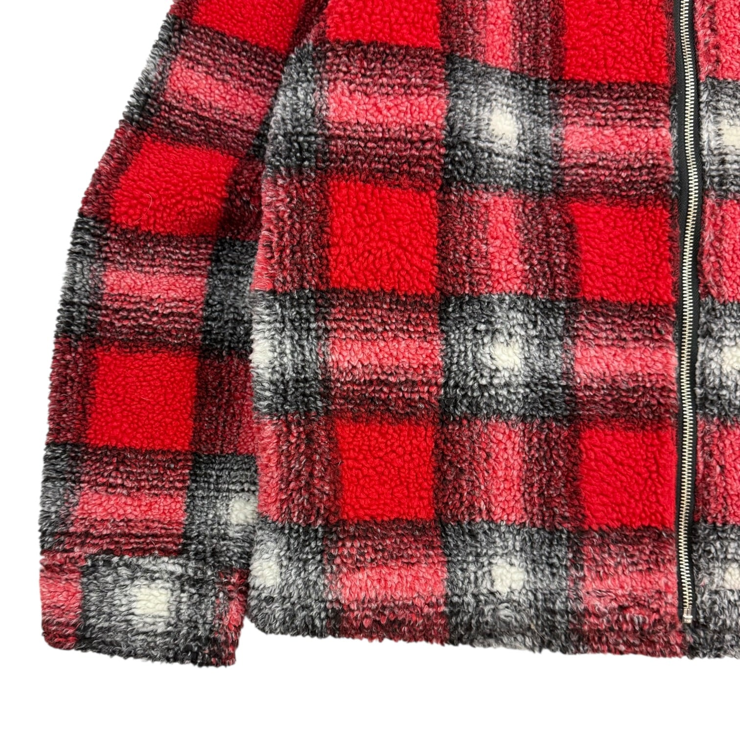 Stussy Shadow Plaid Sherpa Jacket Red