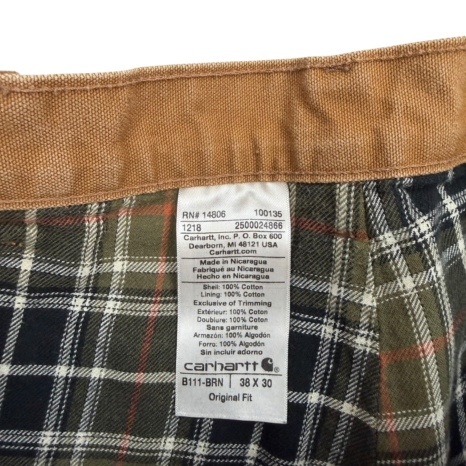 Vintage Carhartt Blanket Lined Double Knee Pants Tan
