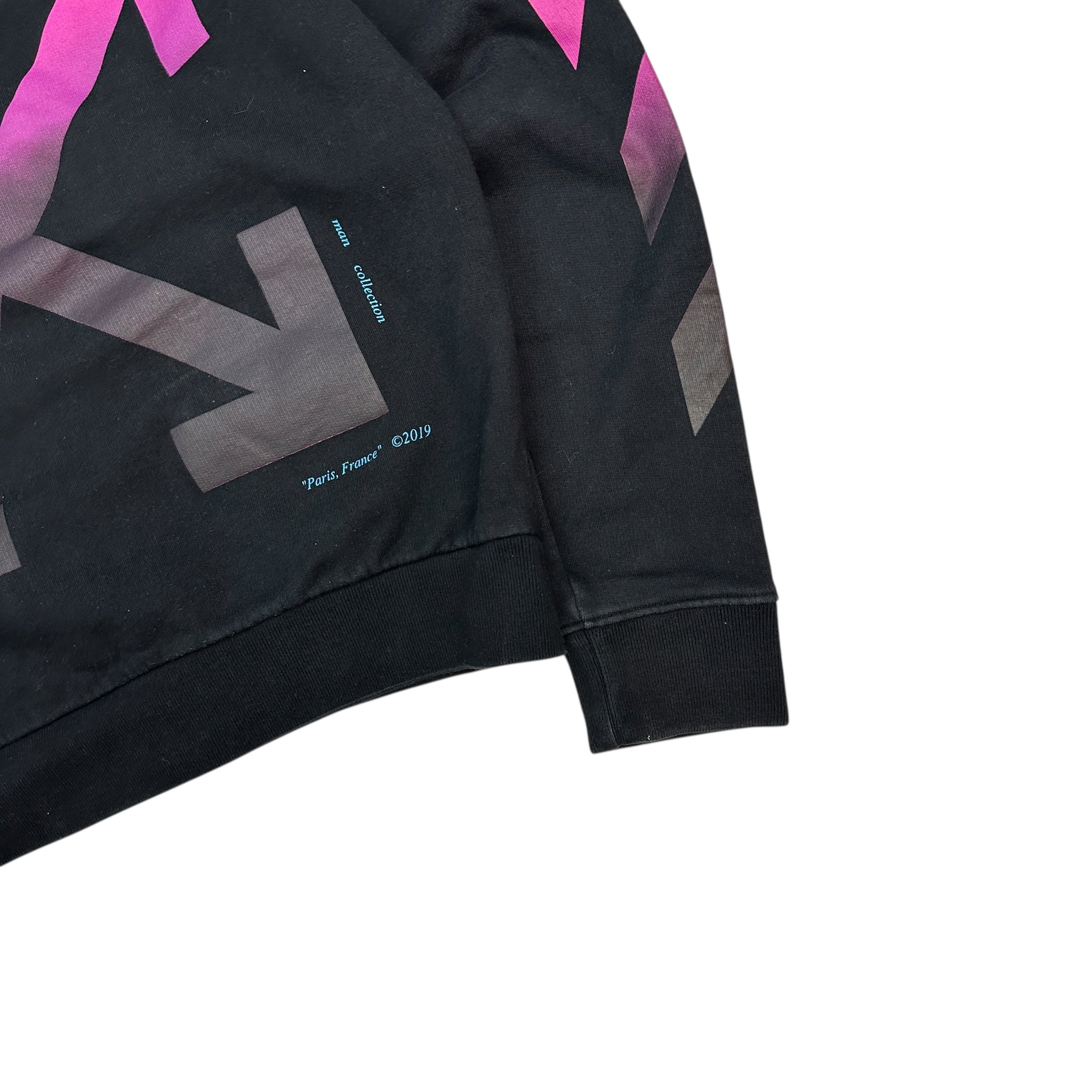 Off-White Diagonal Gradient Zip-Up Hoodie Black