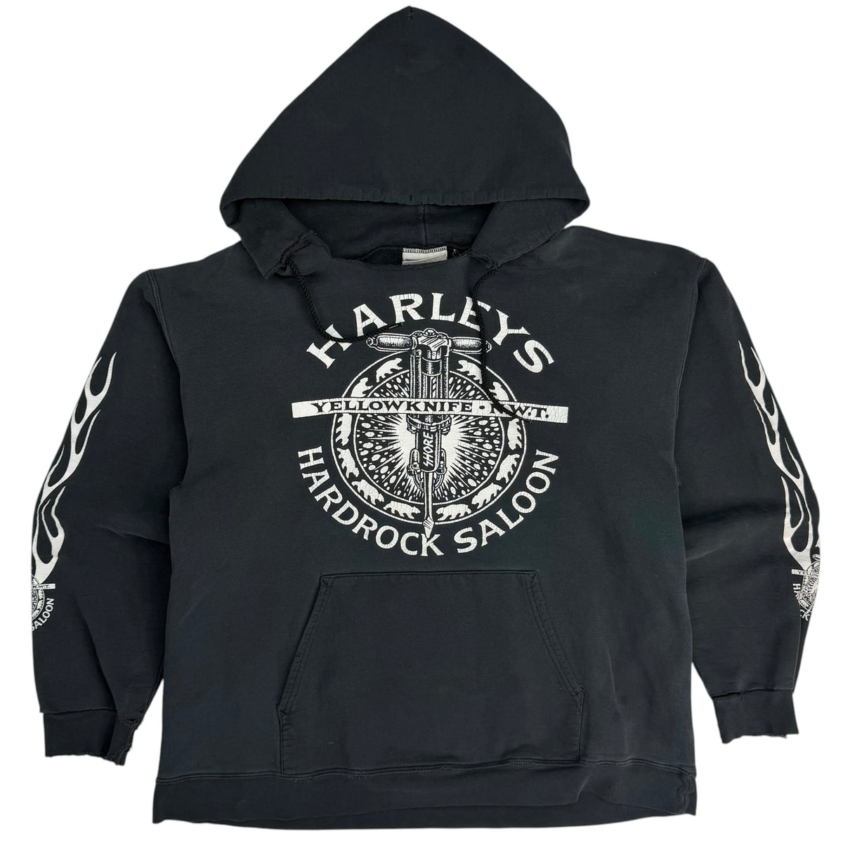 Vintage Harley Davidson Hardrock Saloon Hoodie Faded Black