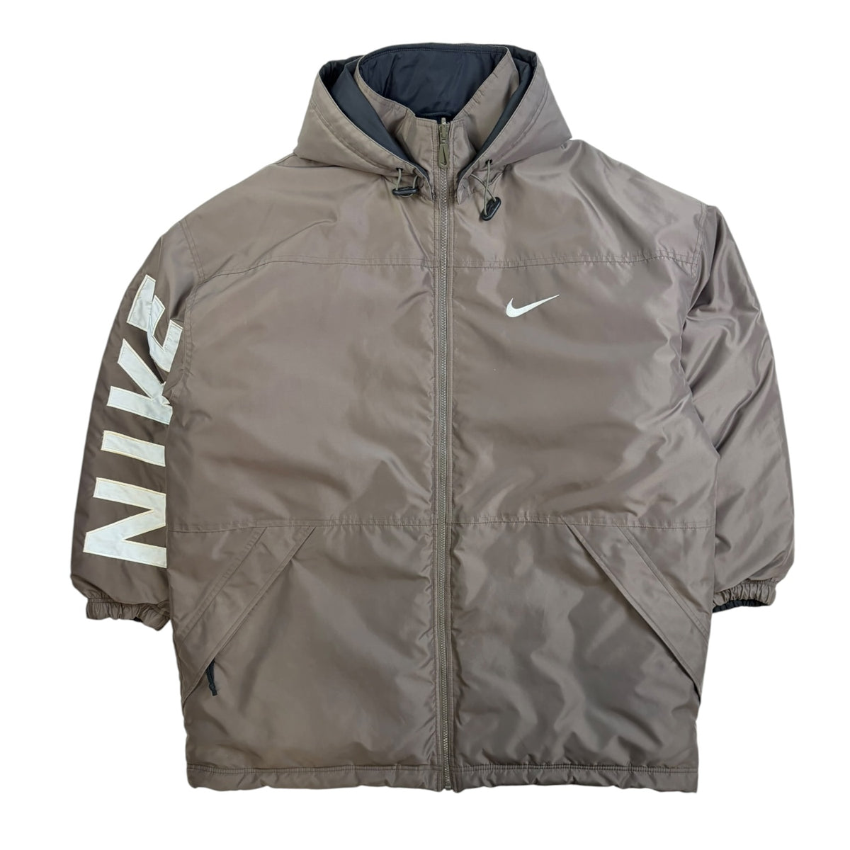 Vintage Nike Reversible Block Letter Parka Taupe/Black