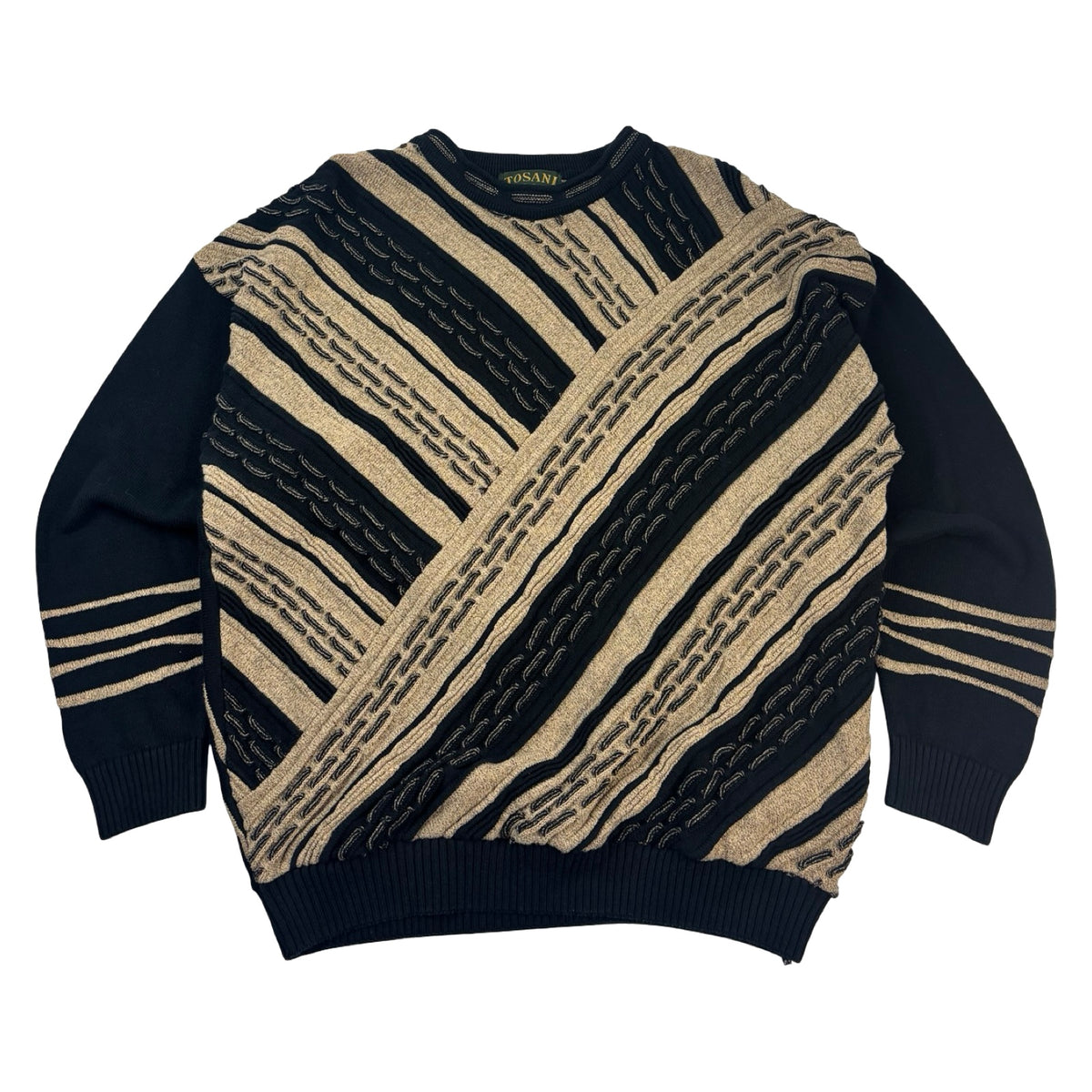 Vintage Tosani 3D Knit Sweater Abstract Beige/Black