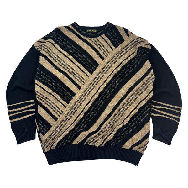 Vintage Tosani 3D Knit Sweater Abstract Beige/Black