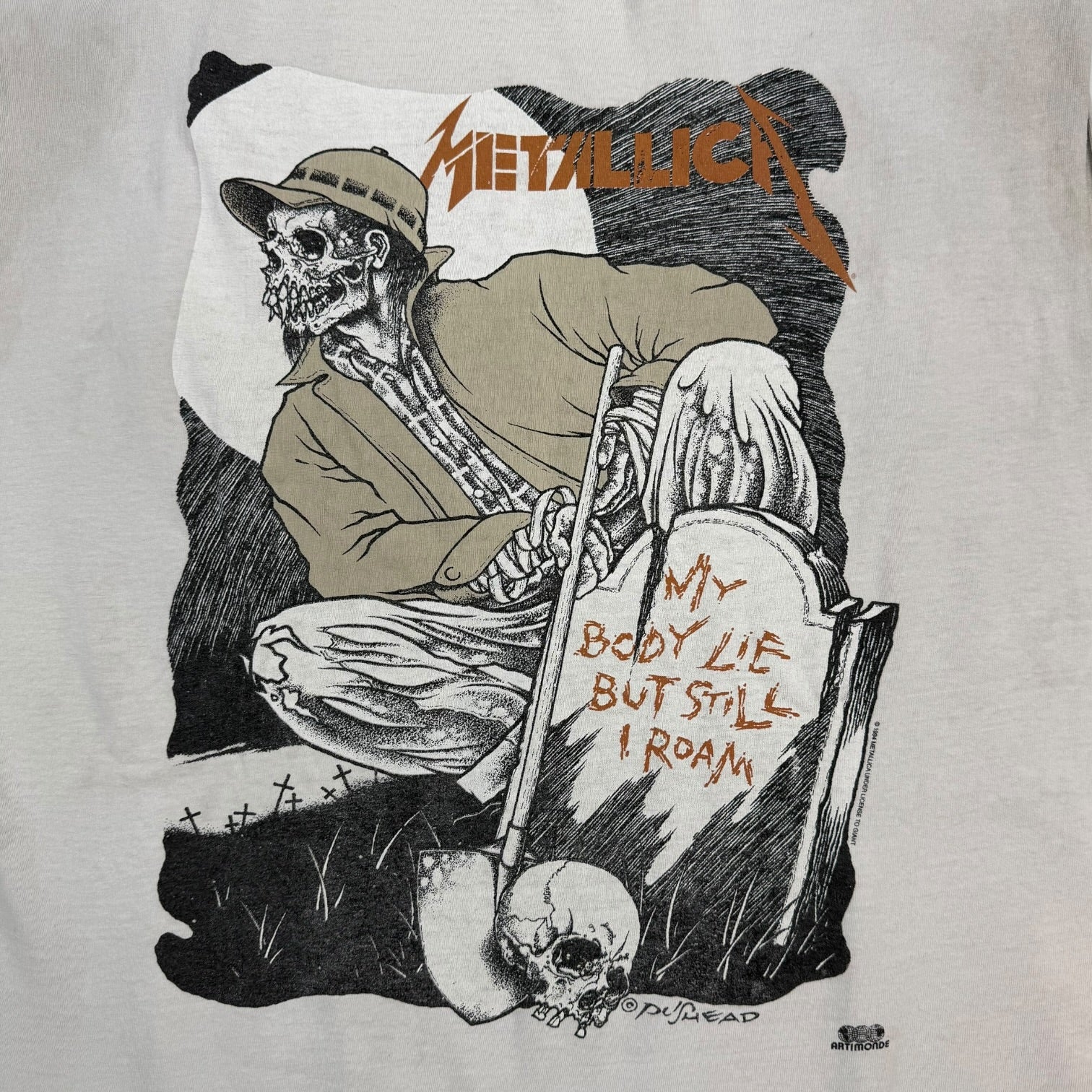 1994 Metallica Pushead ‘My Body Lie But I Still Roam’ Cutoff Tee White