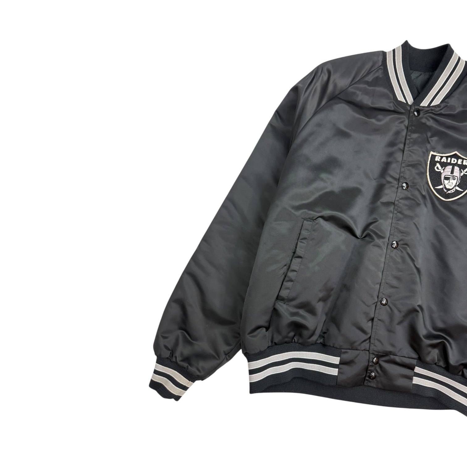 Vintage Oakland Raiders Chalkline Satin Jacket Black