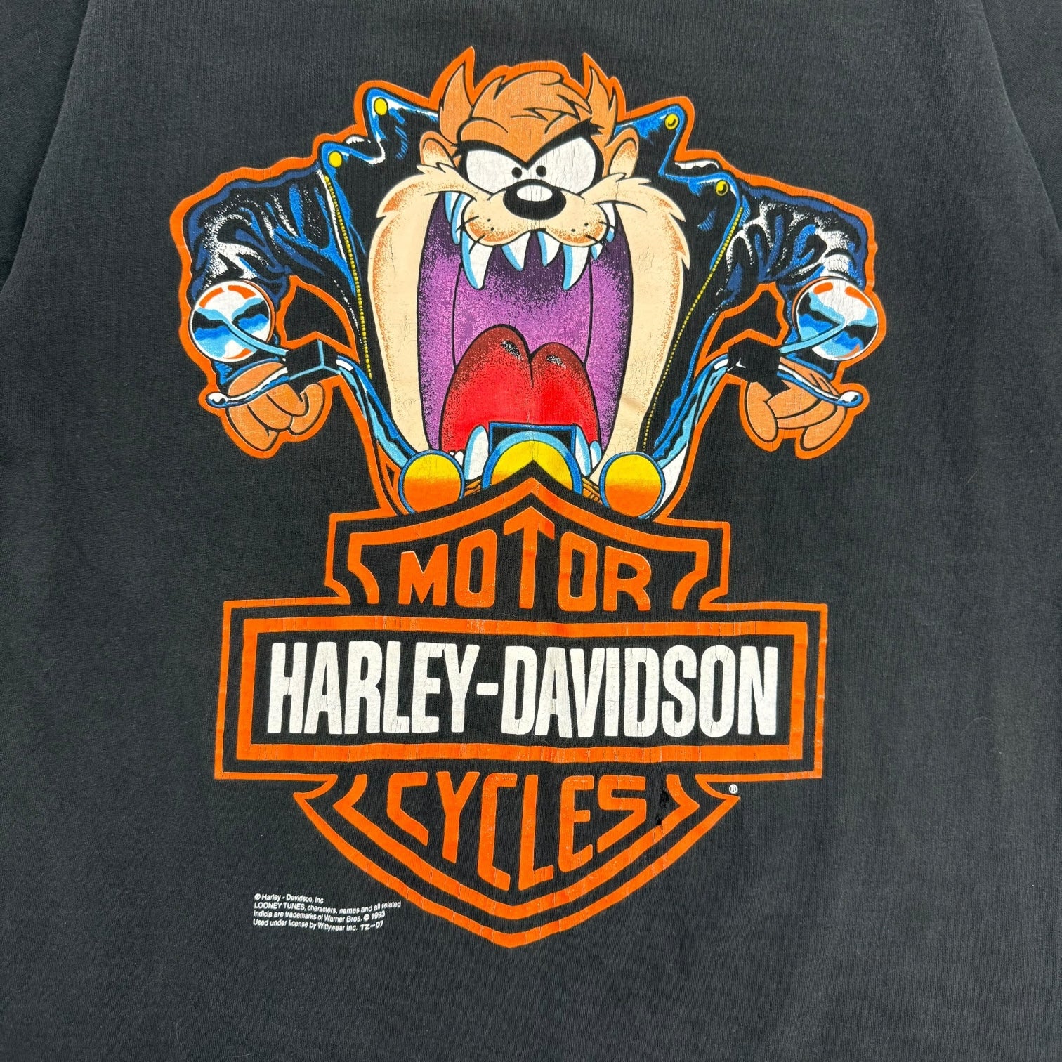 1993 Harley Davidson Taz Looney Tunes Tee Black