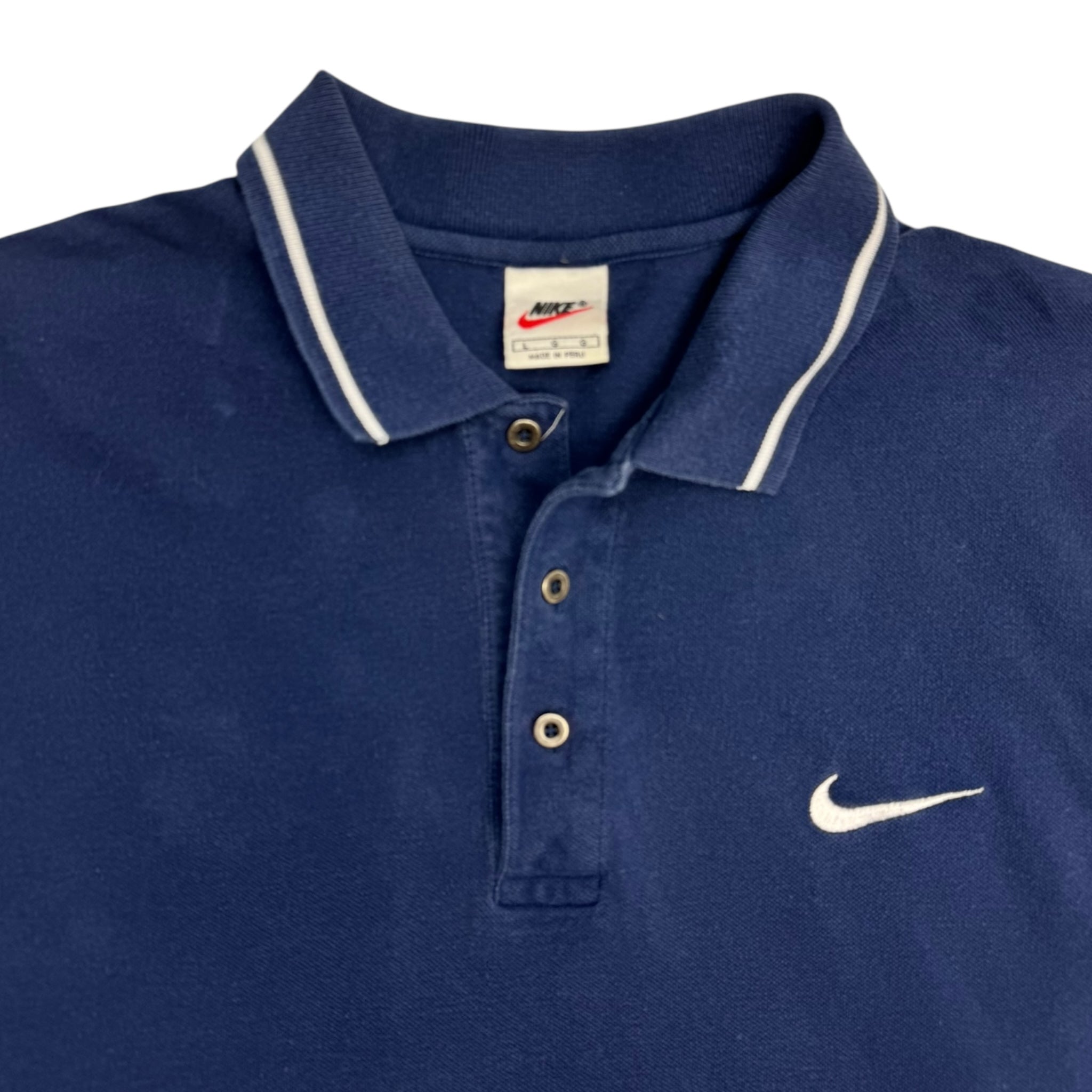 Vintage 90s Nike Collared Longsleeve Shirt Navy