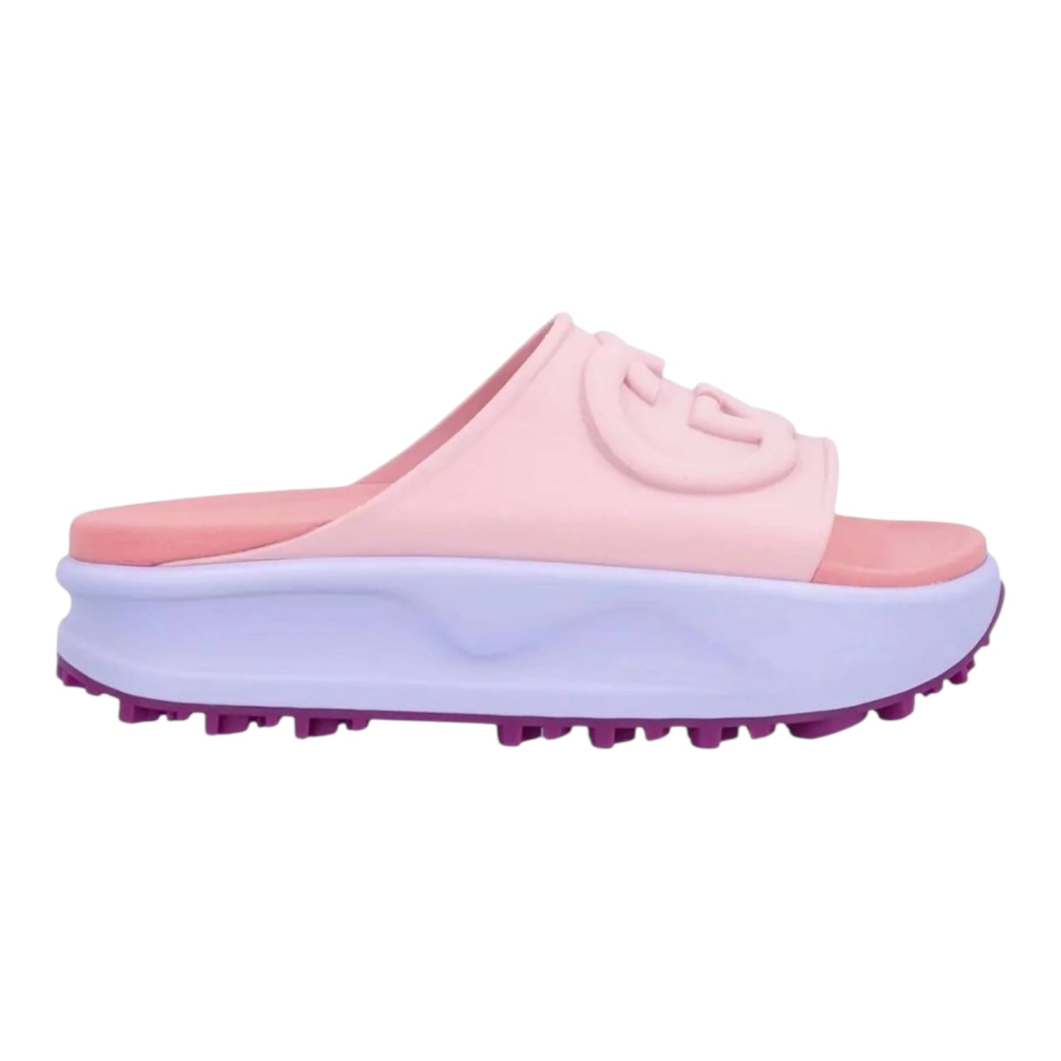 Gucci Miami GG-Embossed Pink Rubber Slides (Used)