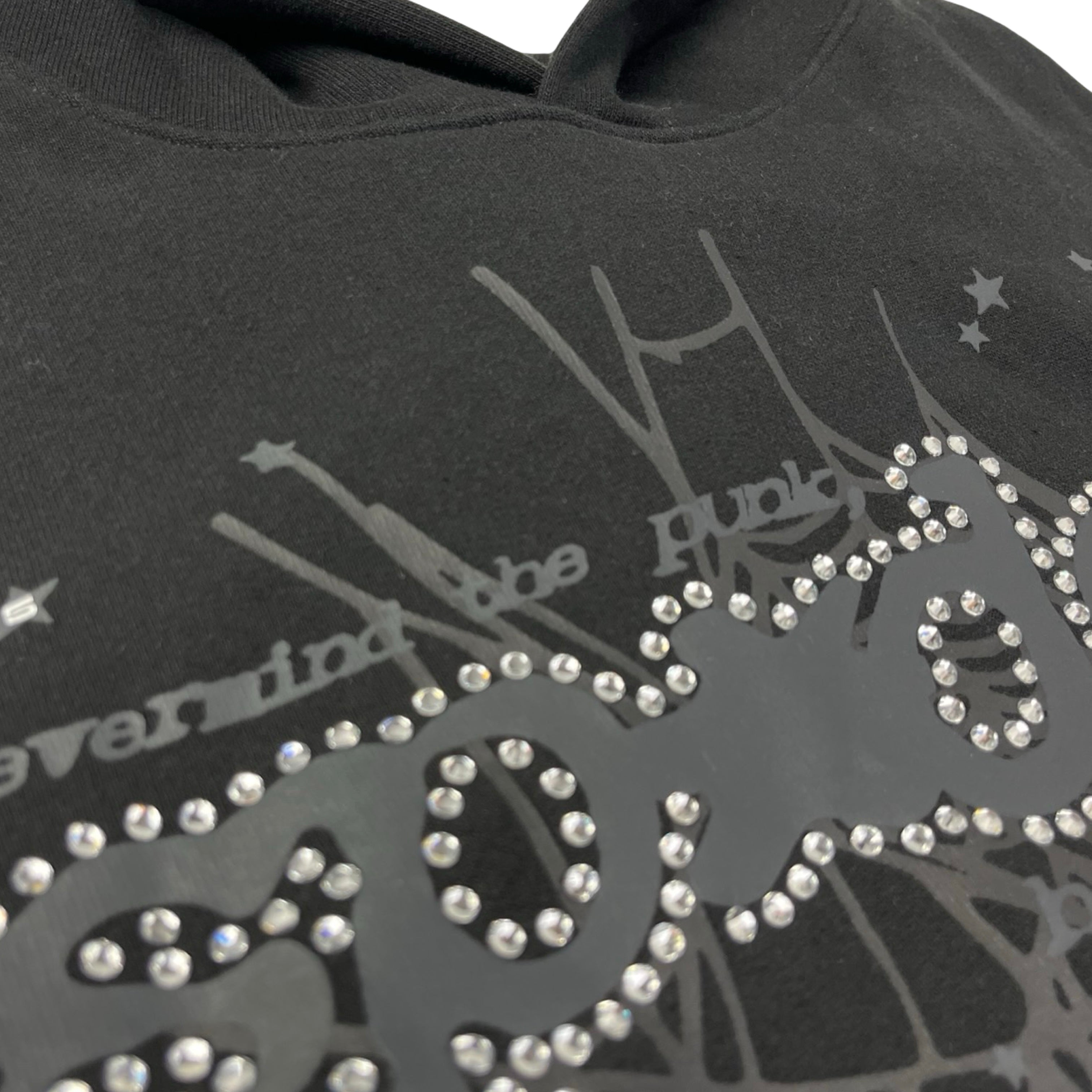 Sp5der Rhinestone Punk V2 Hoodie Black
