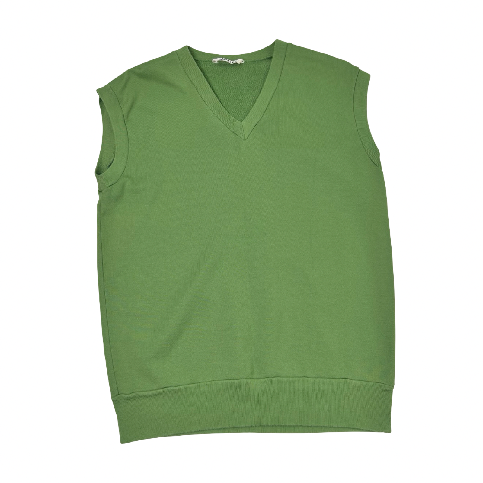 Auralee Light Flowy Sweat V-Neck Ribbed Hem Vest Green