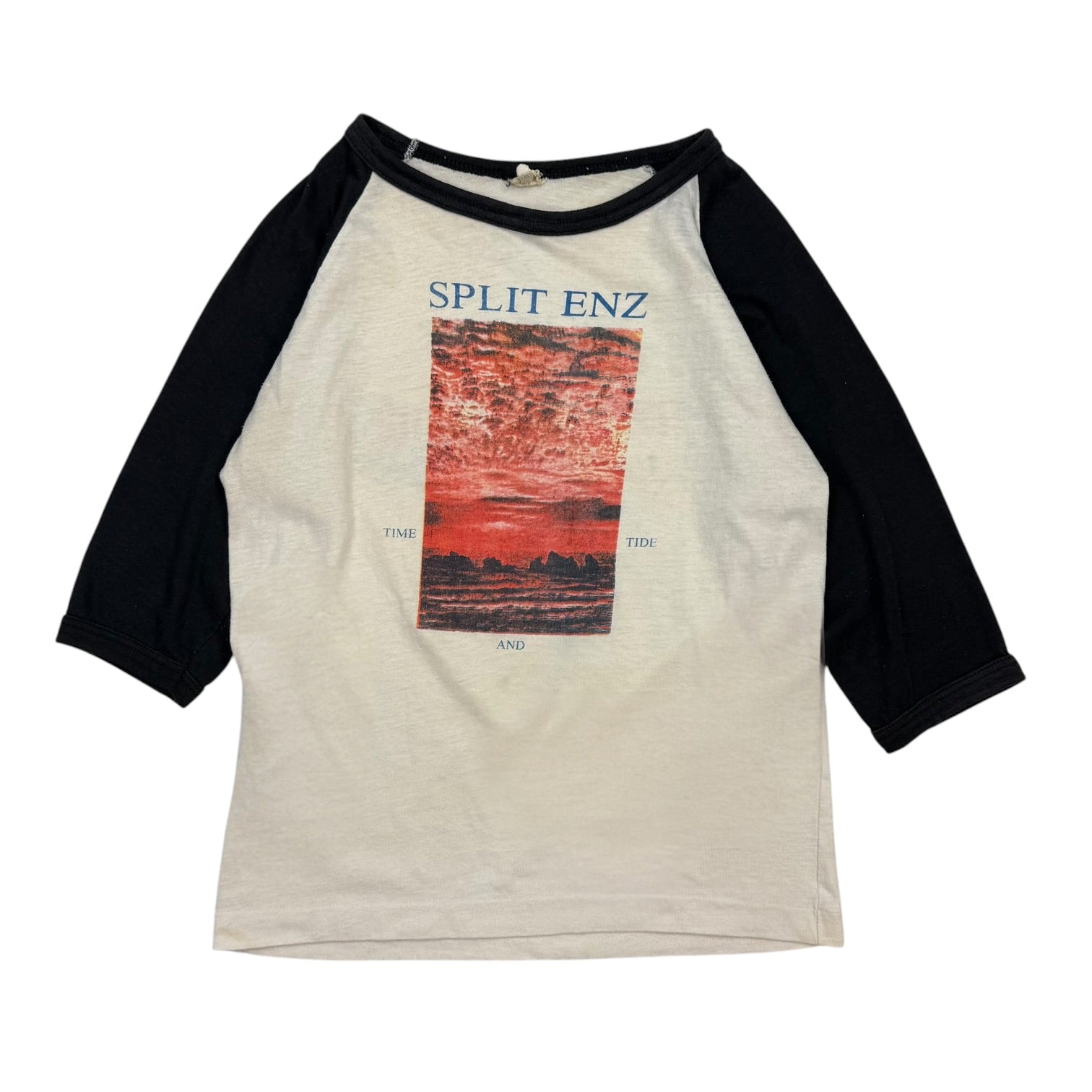 1982 Split Enz ‘Time And Tide’ Tour Raglan Tee White
