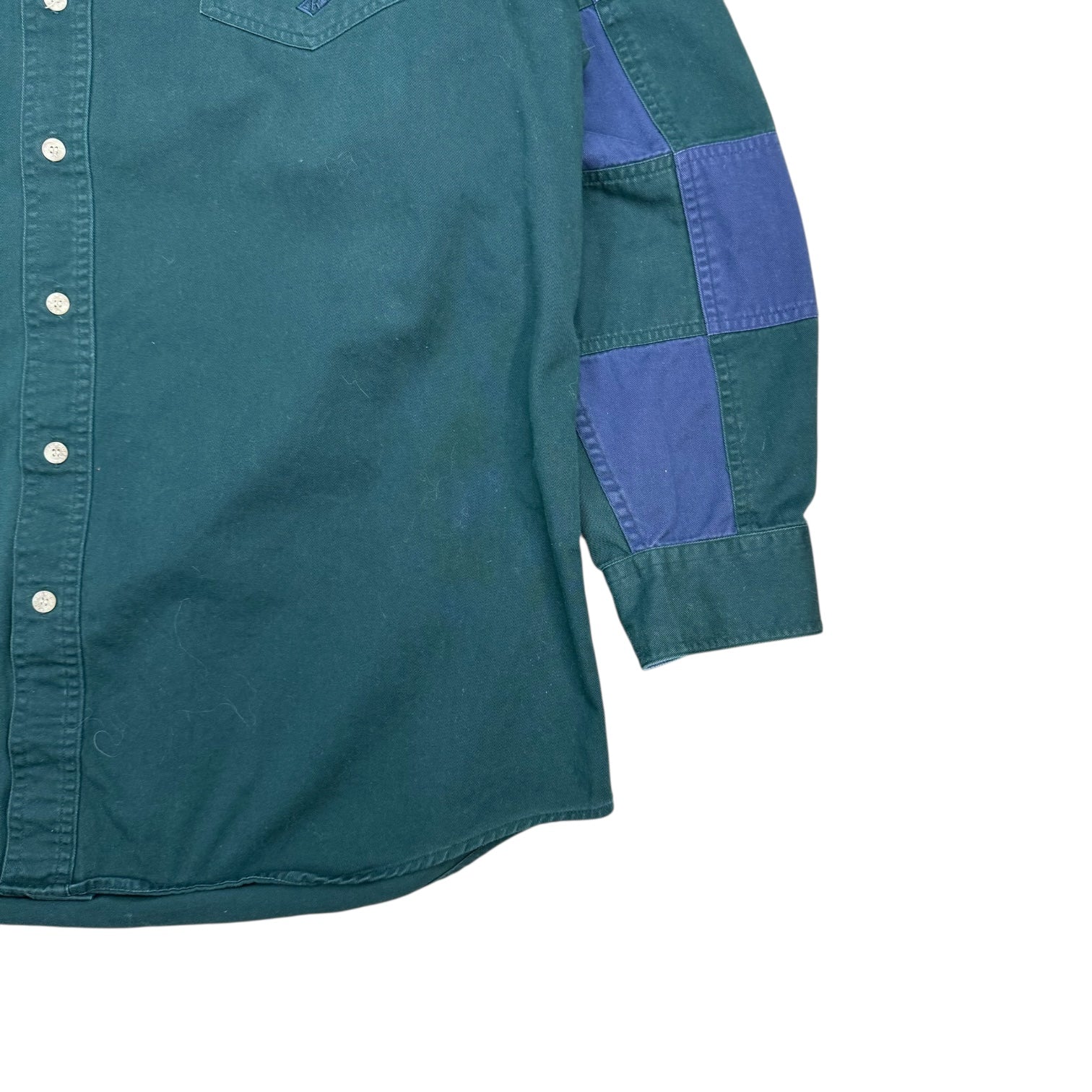 Vintage Roper Patchwork Button Up Shirt Green/Blue