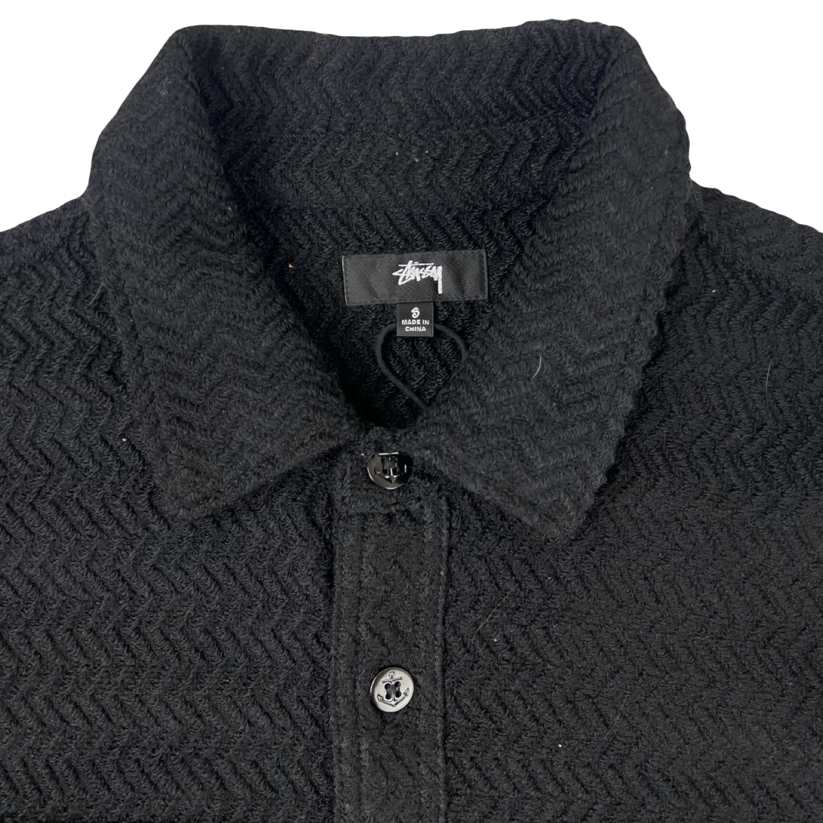 Stussy Textured Wool CPO Long-Sleeve T-Shirt Black