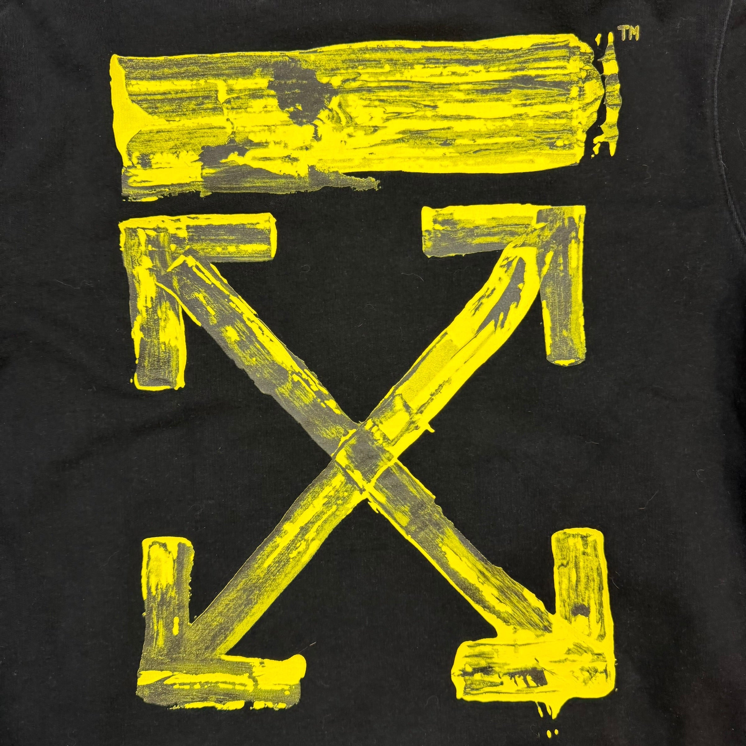 Off White Yellow Acrylic Arrow Logo Crewneck Black
