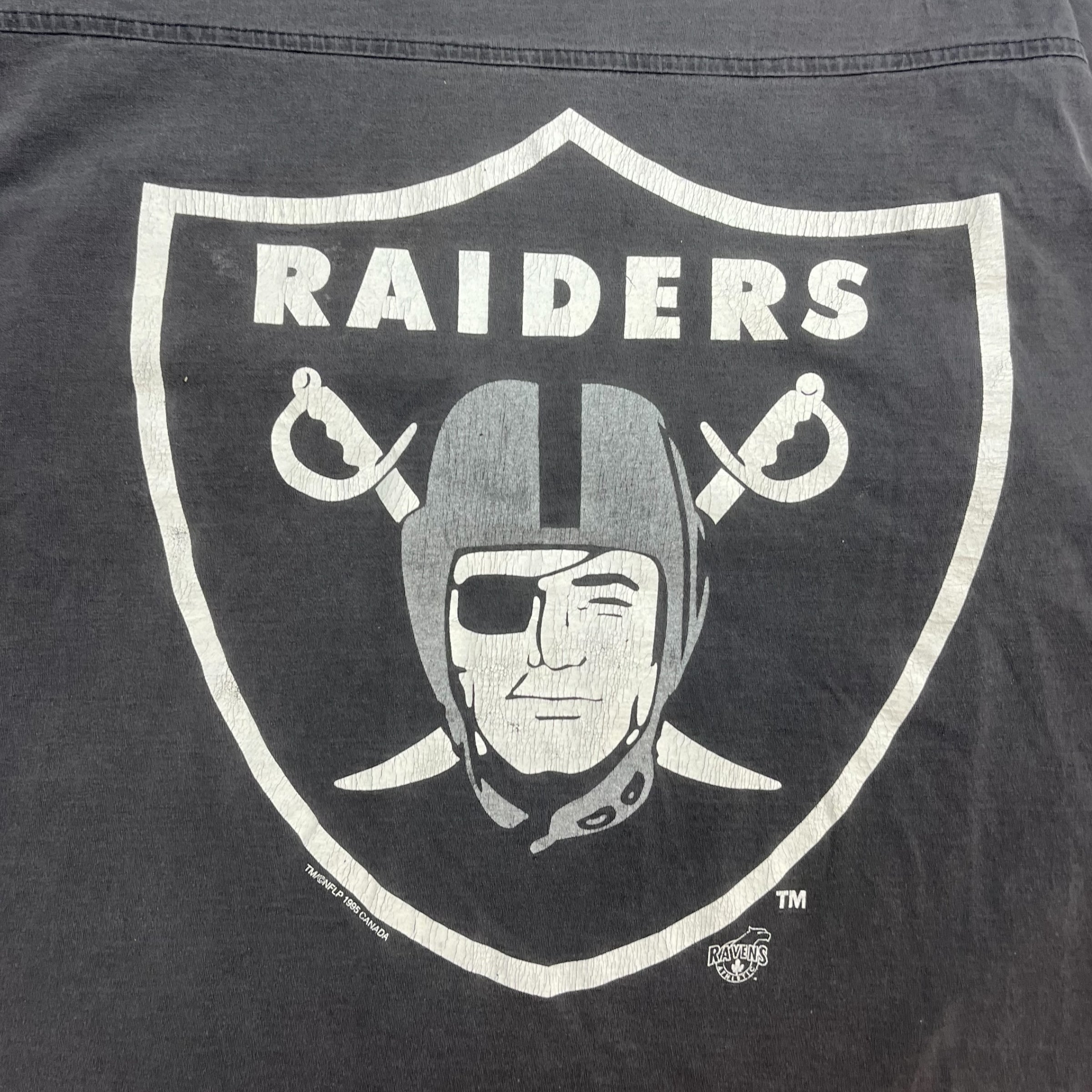 Vintage Oakland Raiders 3/4 Sleeve Tee Washed Black