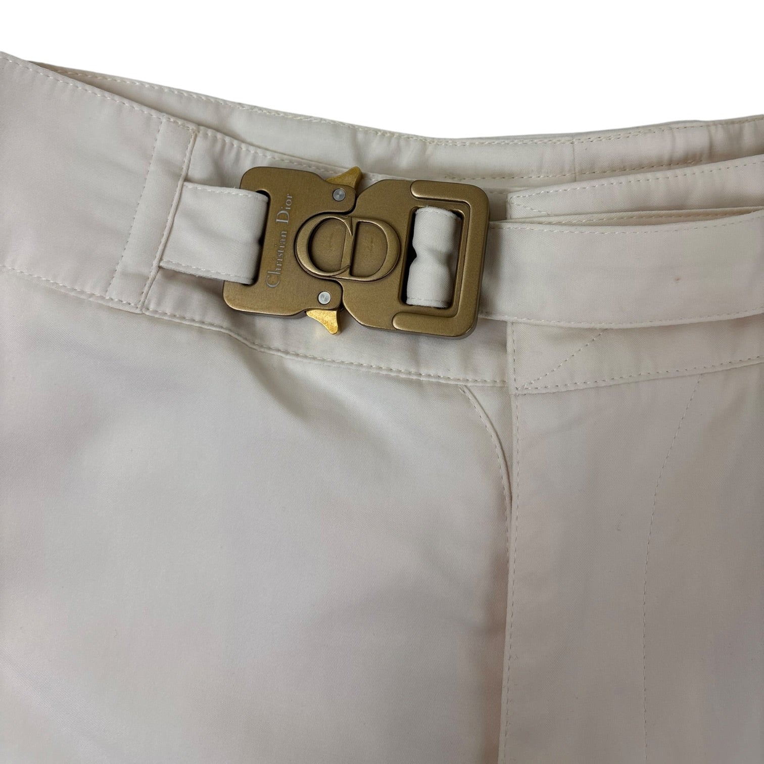 SS22 Christian Dior Cotton Satin Cargo Shorts White