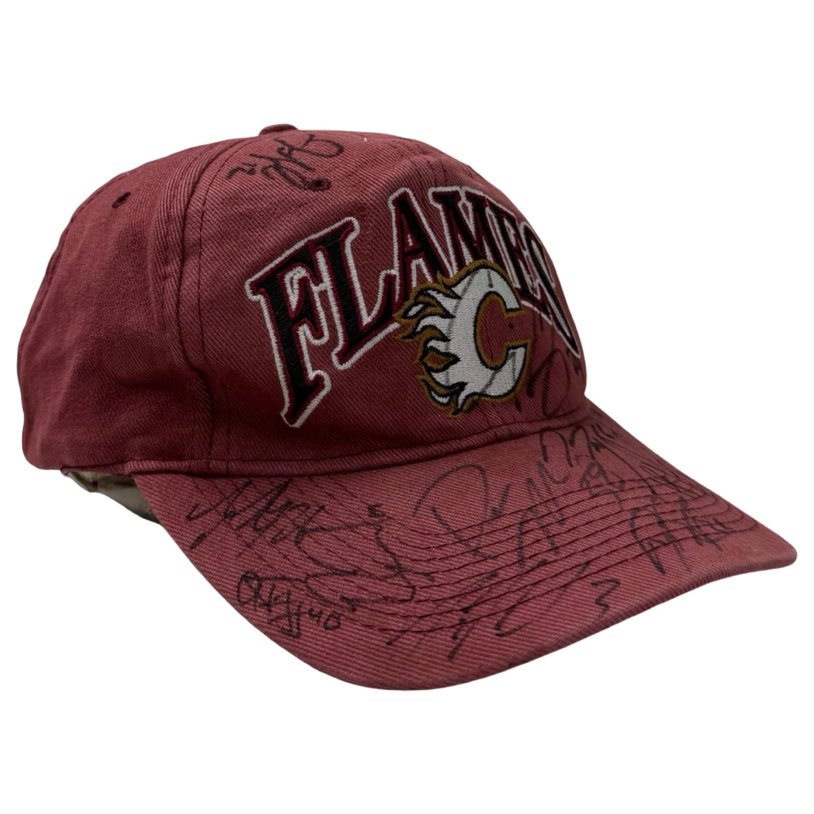 Vintage Starter Calgary Flames Signed Velcro Strap Back Hat