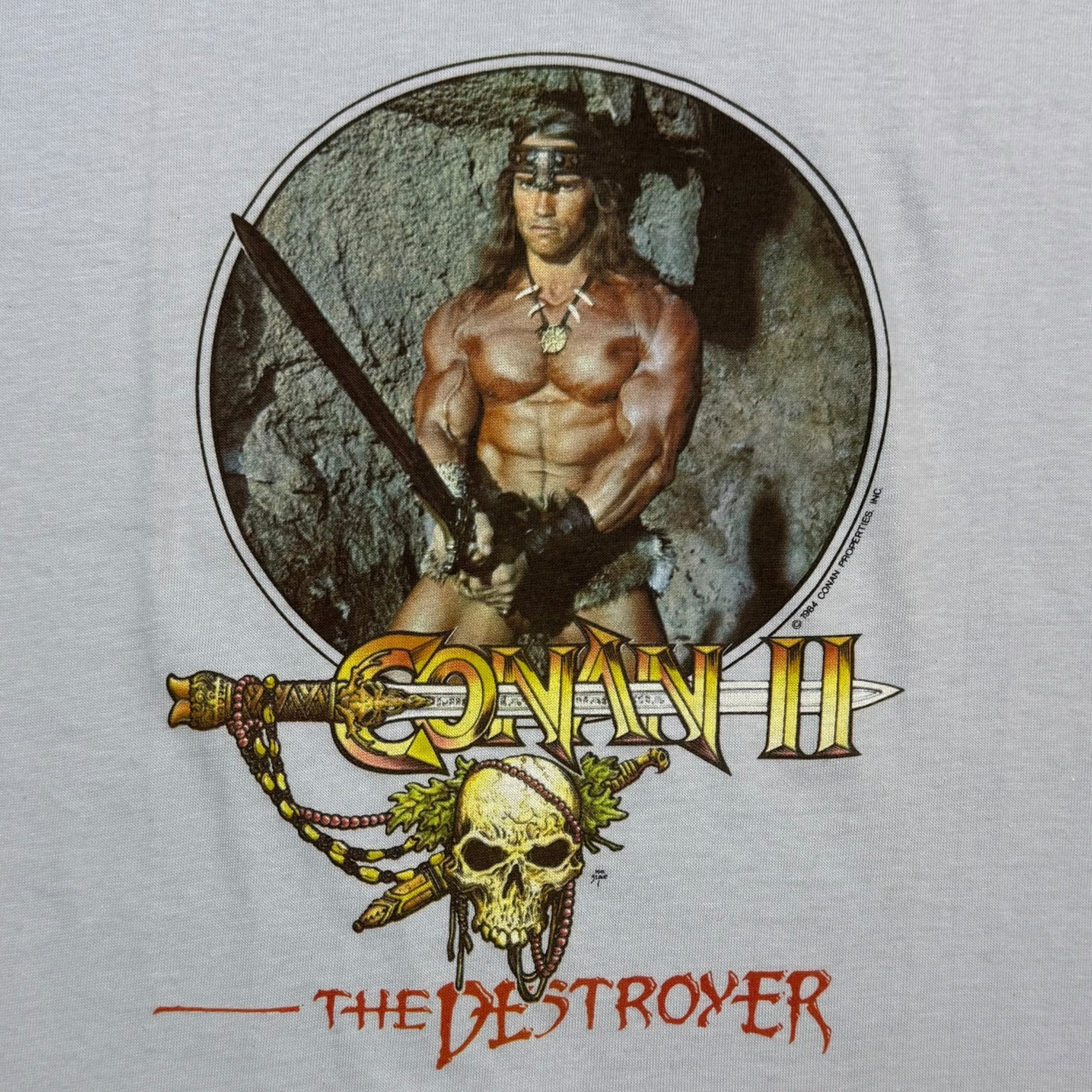 1984 Conan 2 The Destroyer Movie Tee Pale Grey