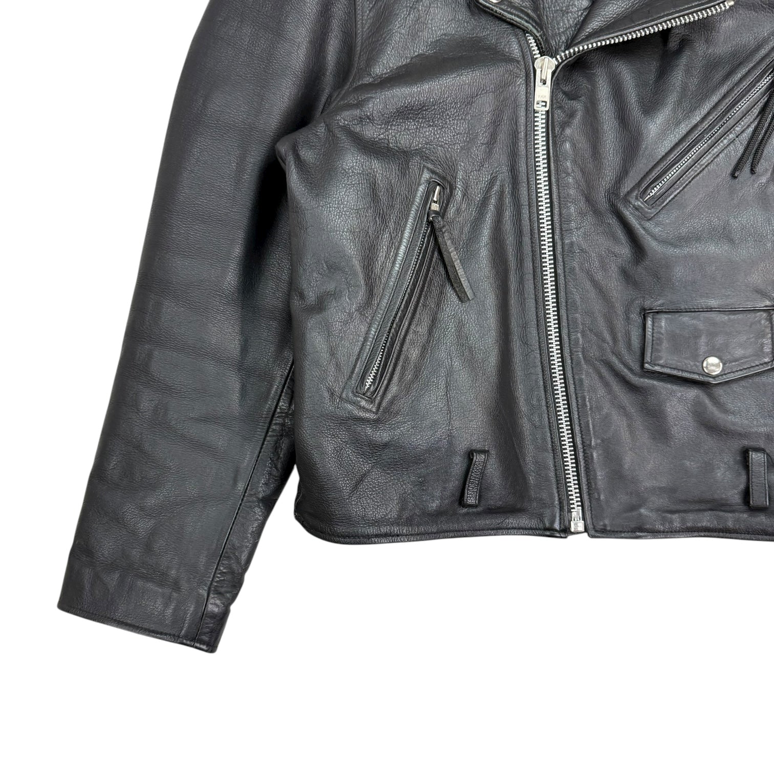Vintage FMC Leather Moto Zip Jacket Black