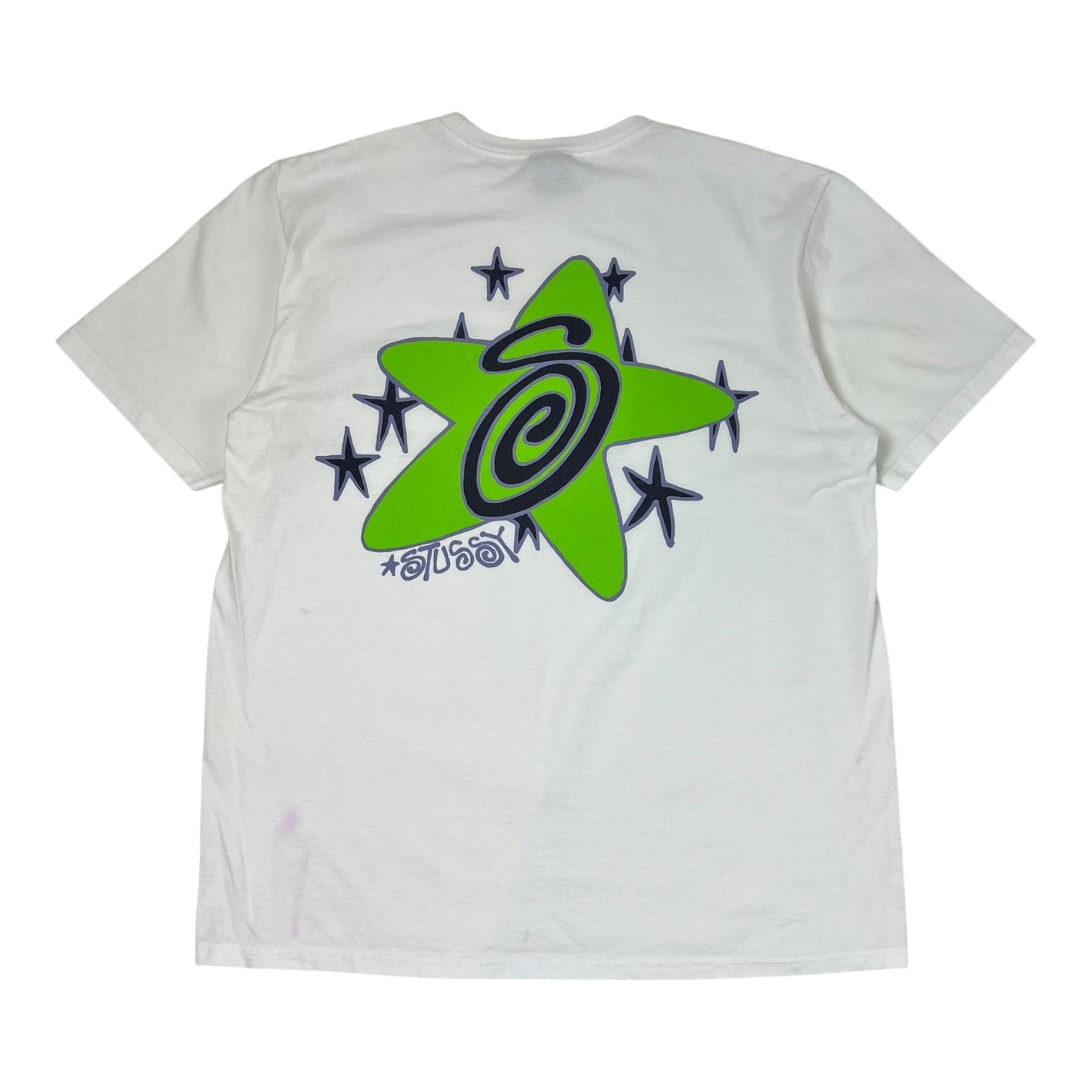 Stussy Galaxy Green Star T-Shirt White
