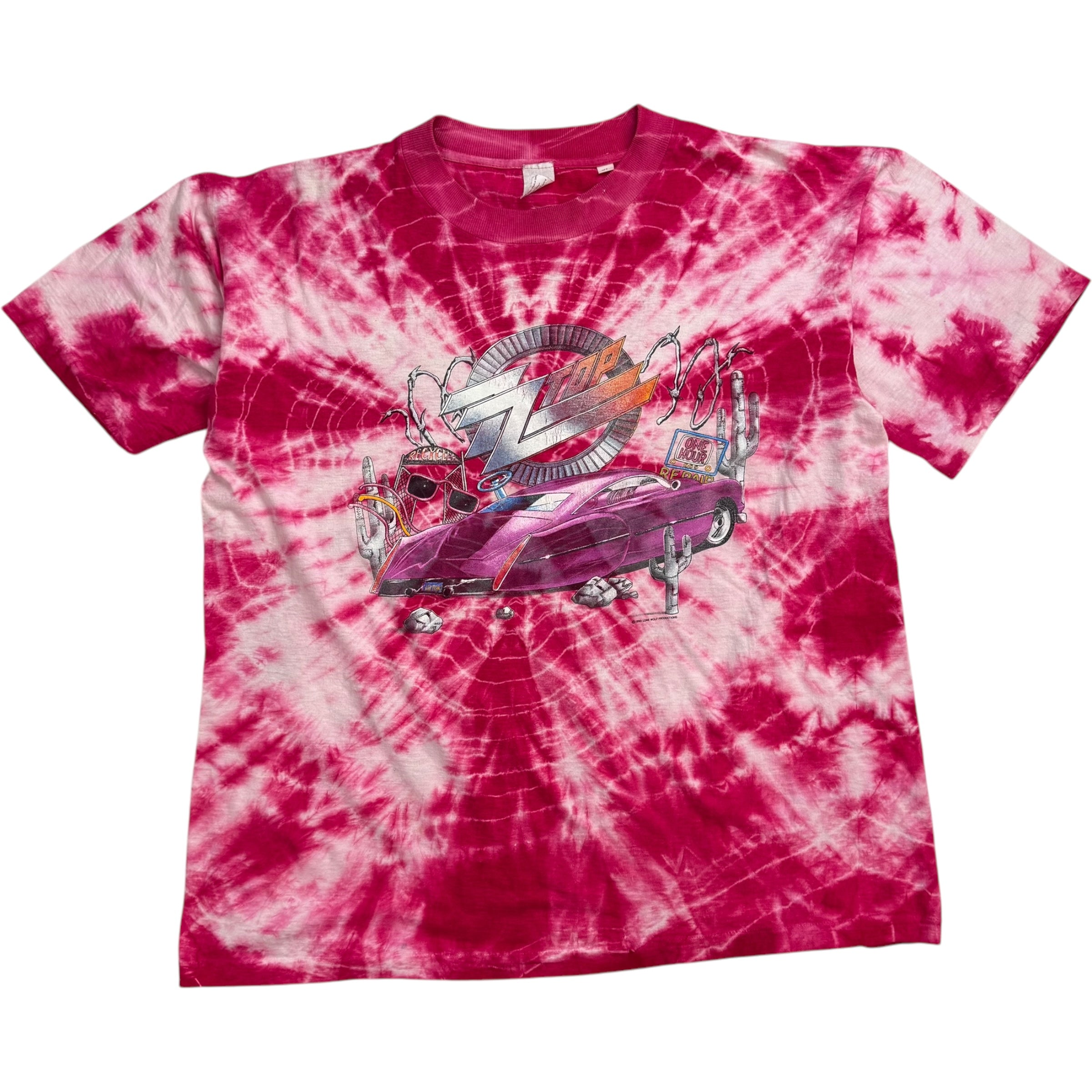 1990 ZZ Top Tie Dye Tee Pink/White