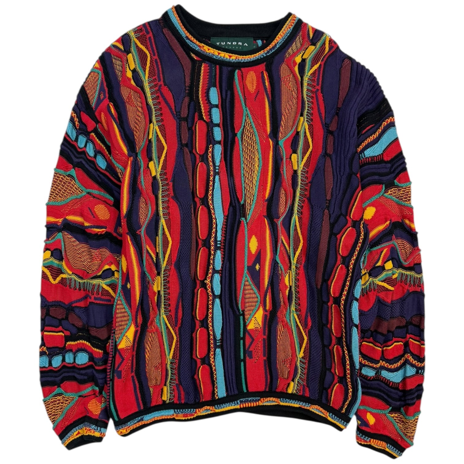 Vintage Tundra 3D Knit Sweater Red/Purple