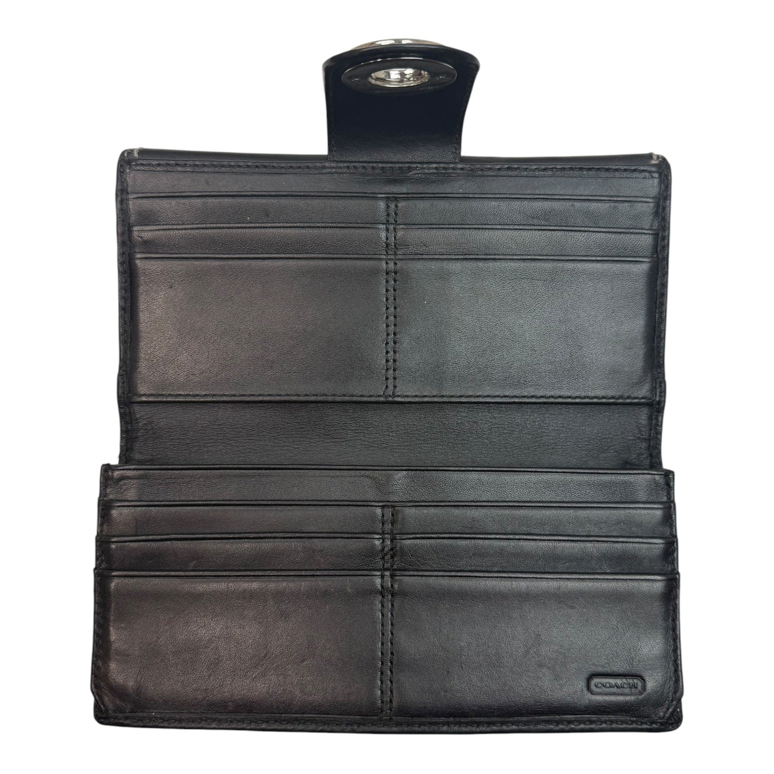 (W) Vintage Coach Hampton Turnlock Wallet Black