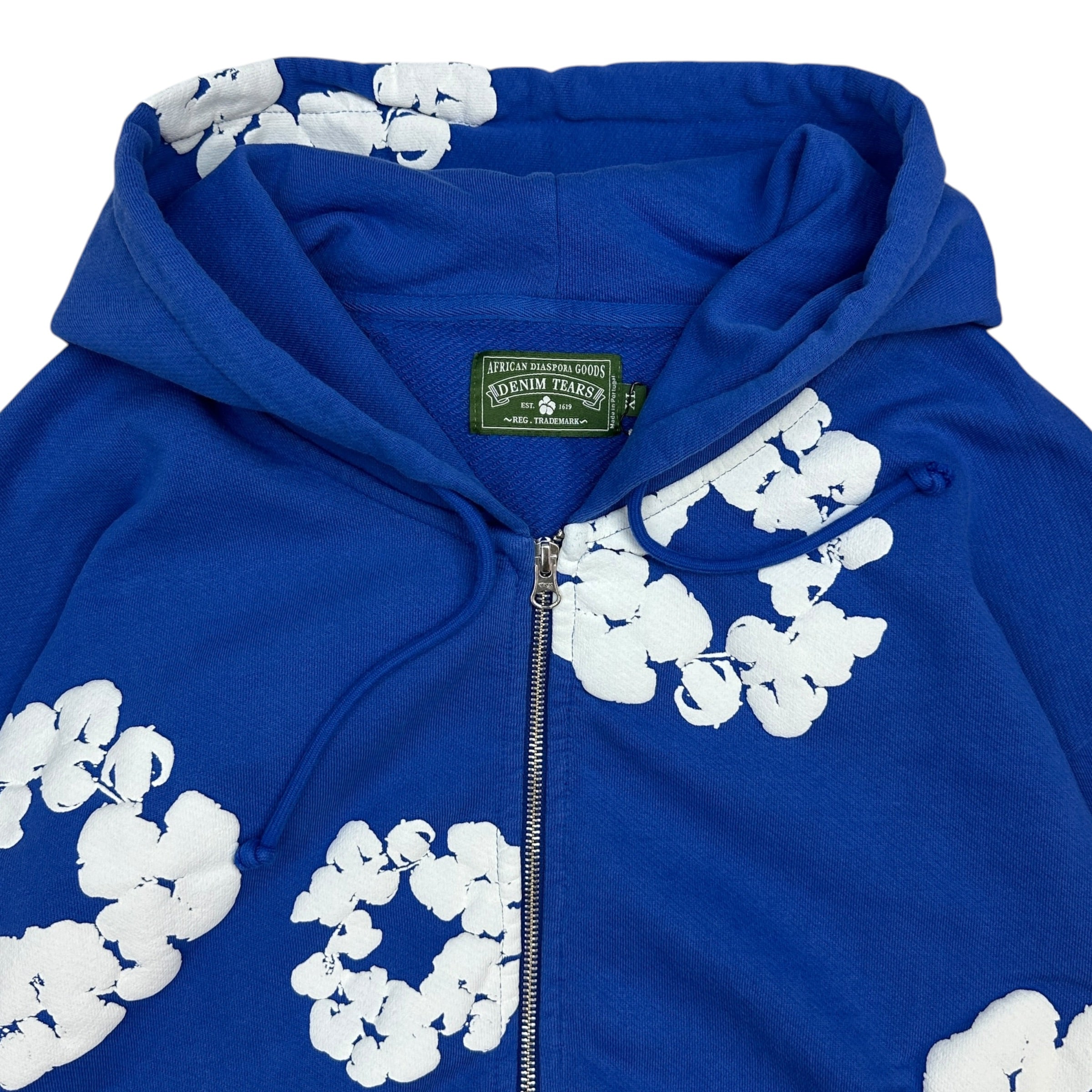 Denim Tears Cotton Wreath Zip Up Hoodie Blue