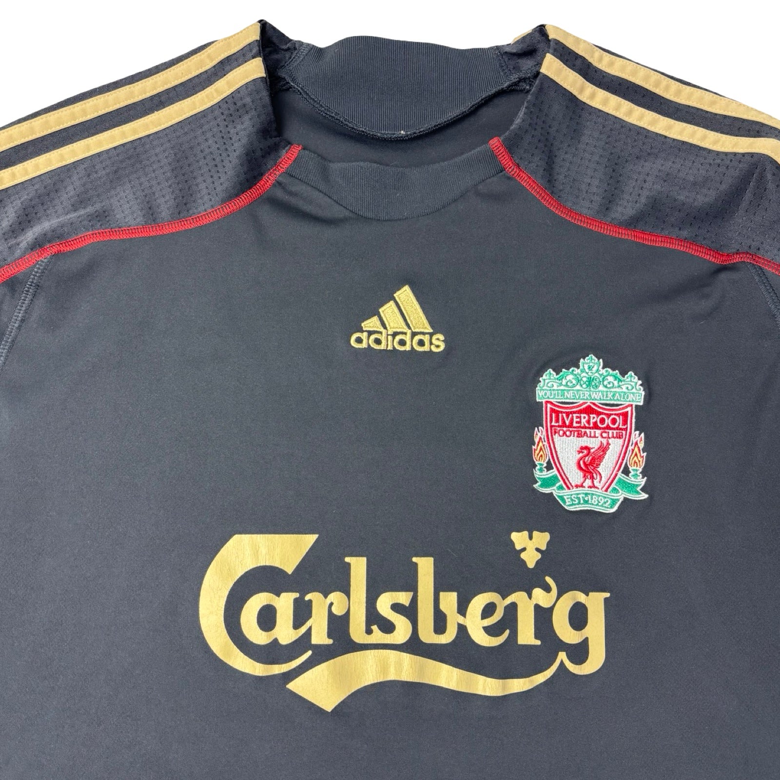 2009 Adidas Liverpool F.C. Away Soccer L/S Jersey Black & Gold