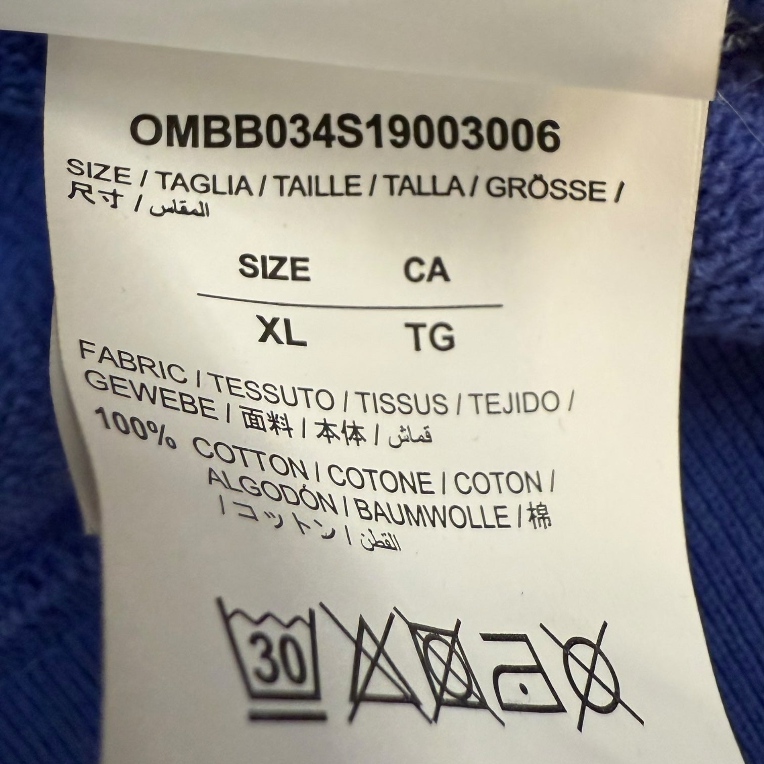 Off-White Diagonal Split Logo Hoodie Blue