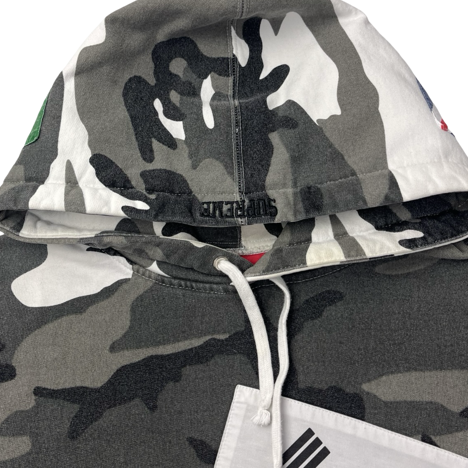 Supreme Flags Patch Snow Camo Pullover Hoodie