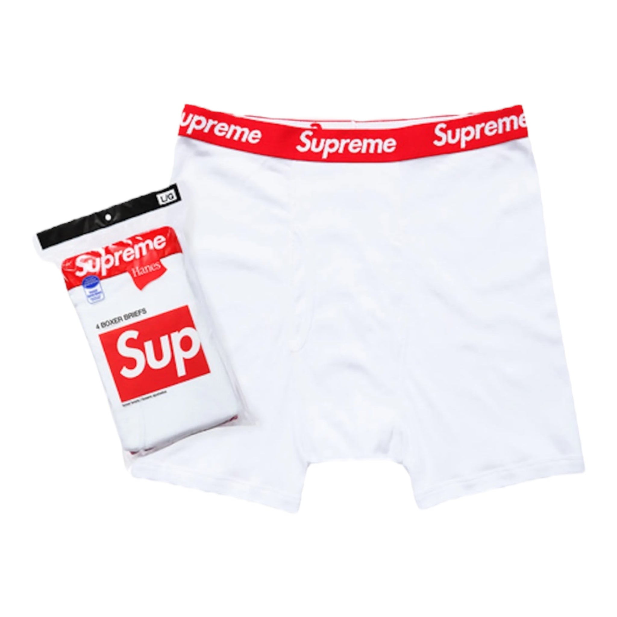 Supreme Hanes Boxer Briefs (4 Pack) White