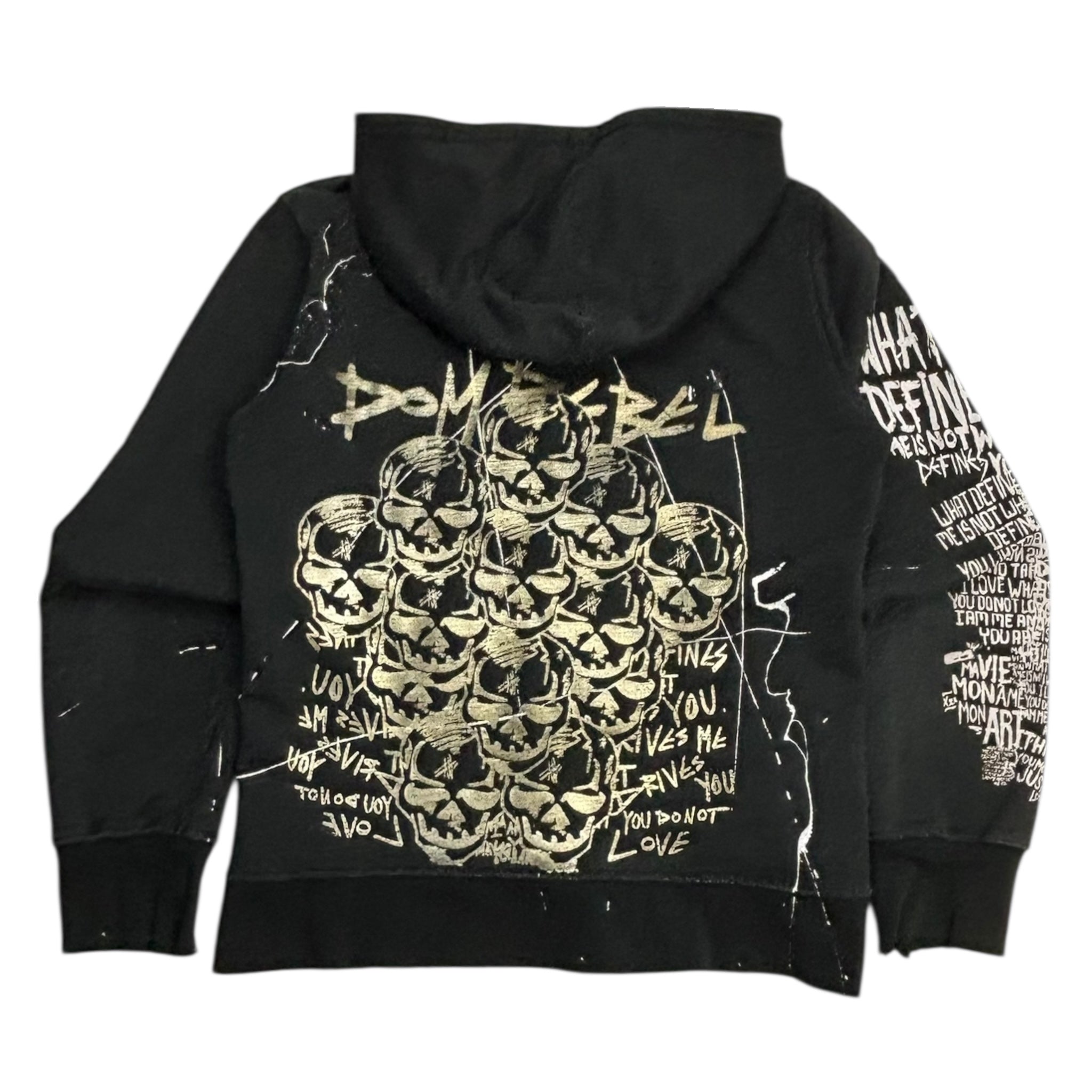 Vintage Y2K Dom Rebel Skull Pile Zip Hoodie