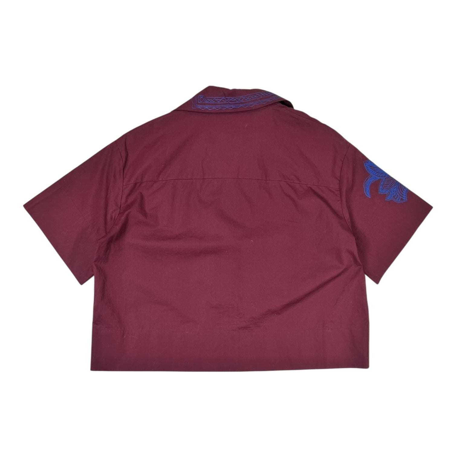 (W) Acne Studios Embroidered Floral Camp Button Up Burgundy