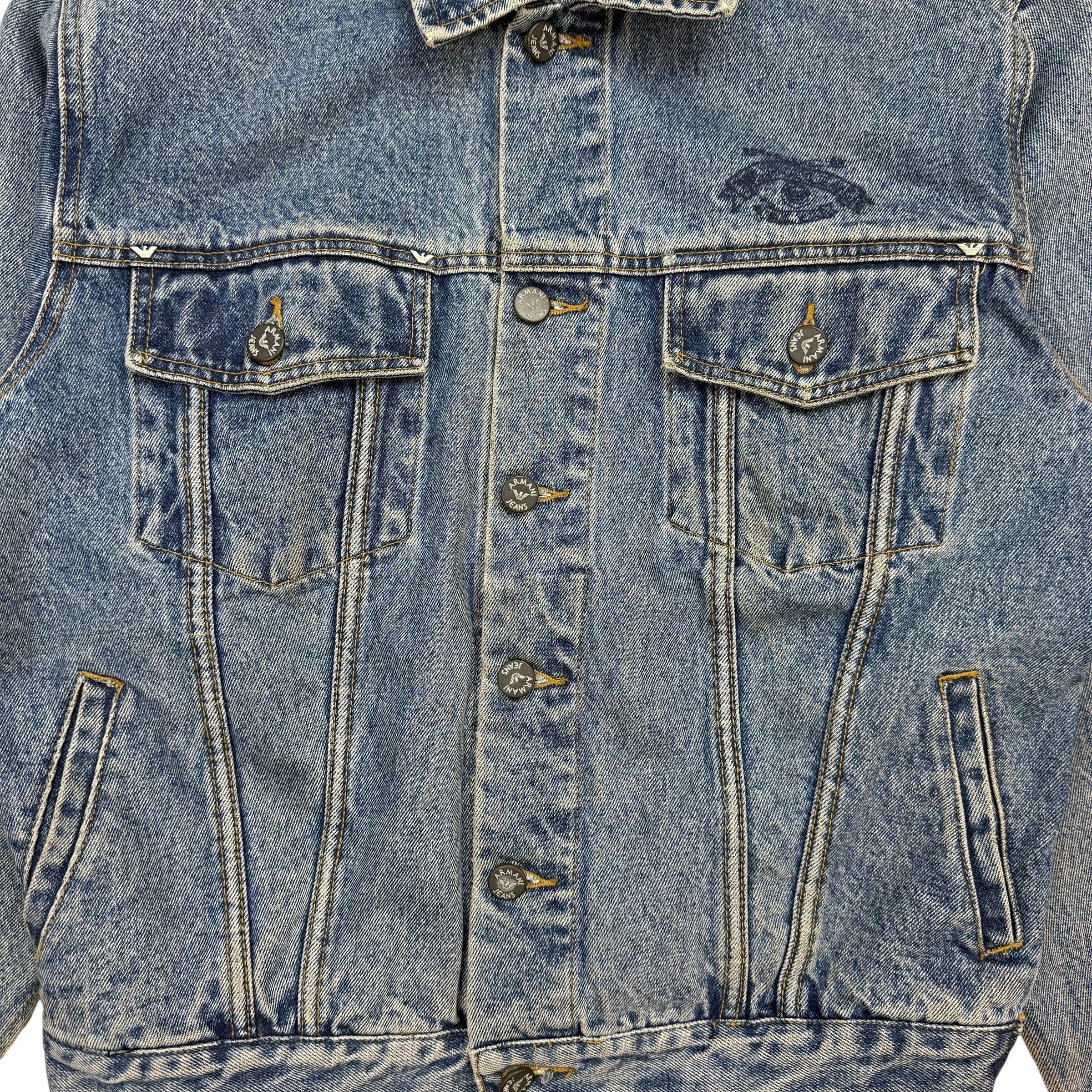 Vintage Armani Jeans Denim Jacket Light Wash
