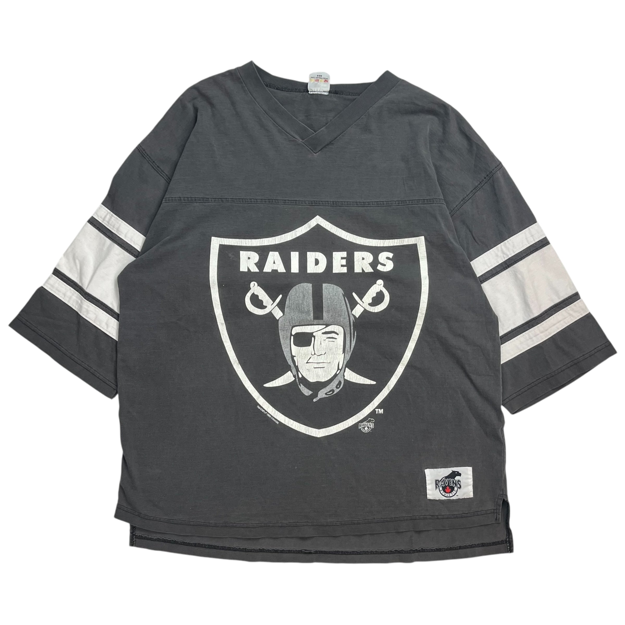 Vintage Oakland Raiders 3/4 Sleeve Tee Washed Black