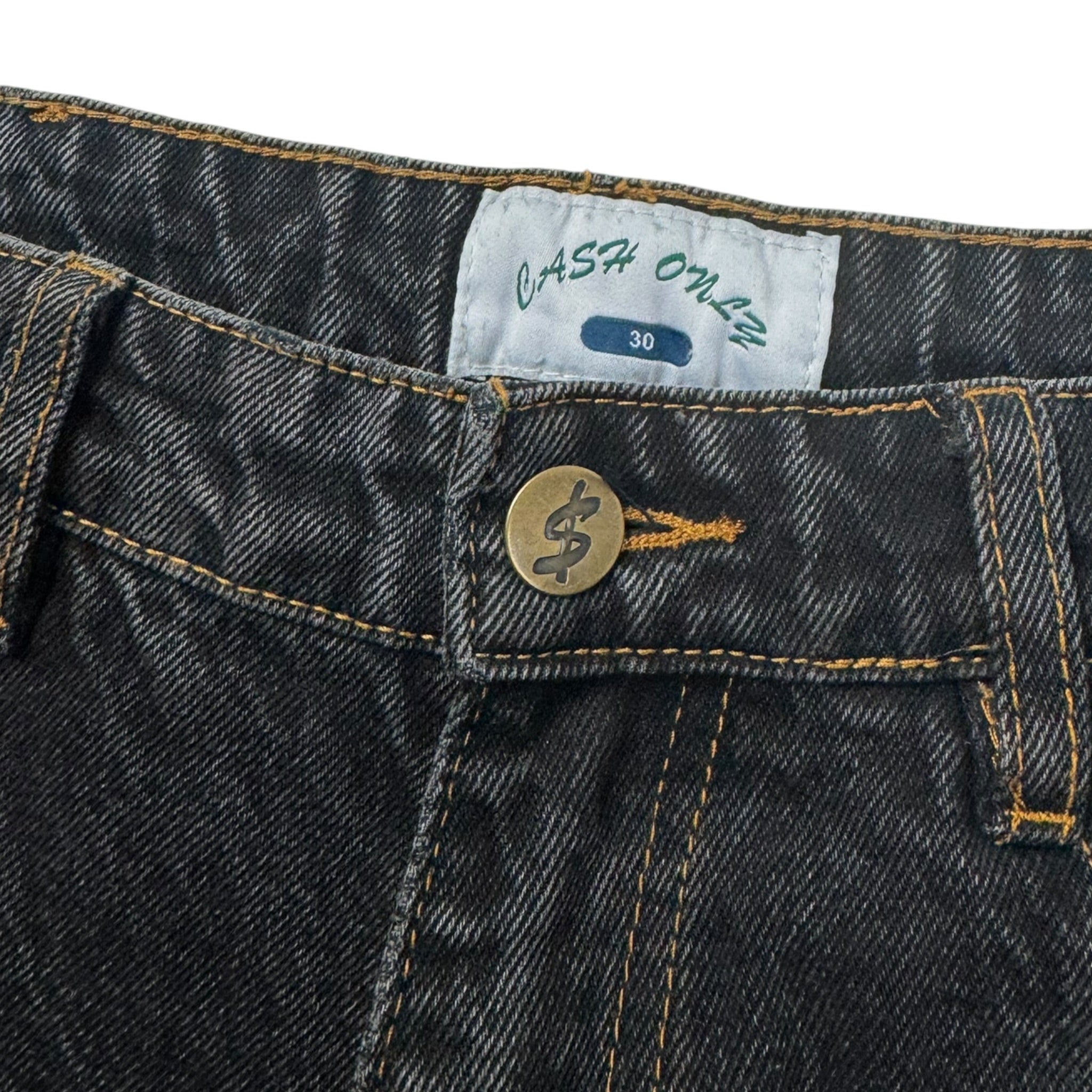 Cash Only Logo Baggy Jeans Washed Black
