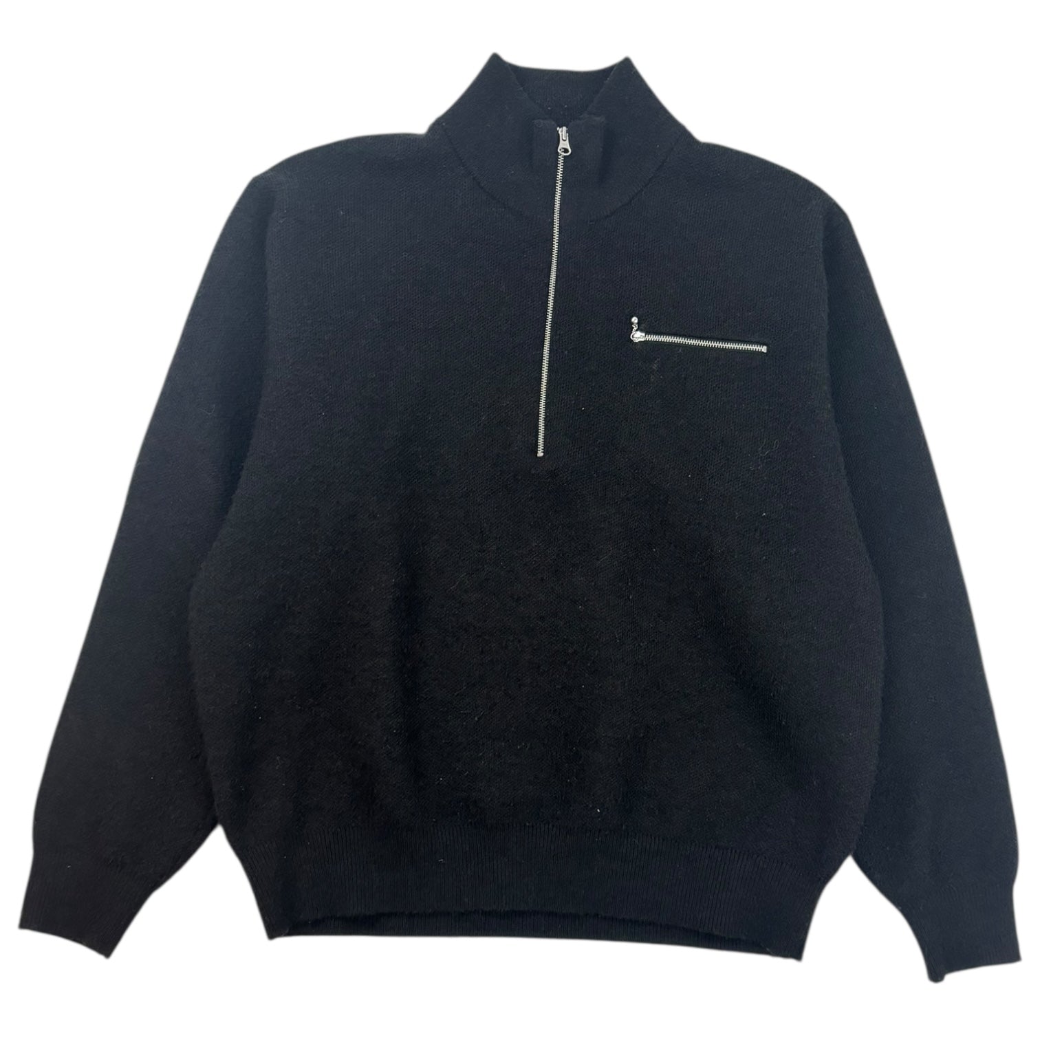 Stussy Brushed Mock Half-Zip Sweater Black