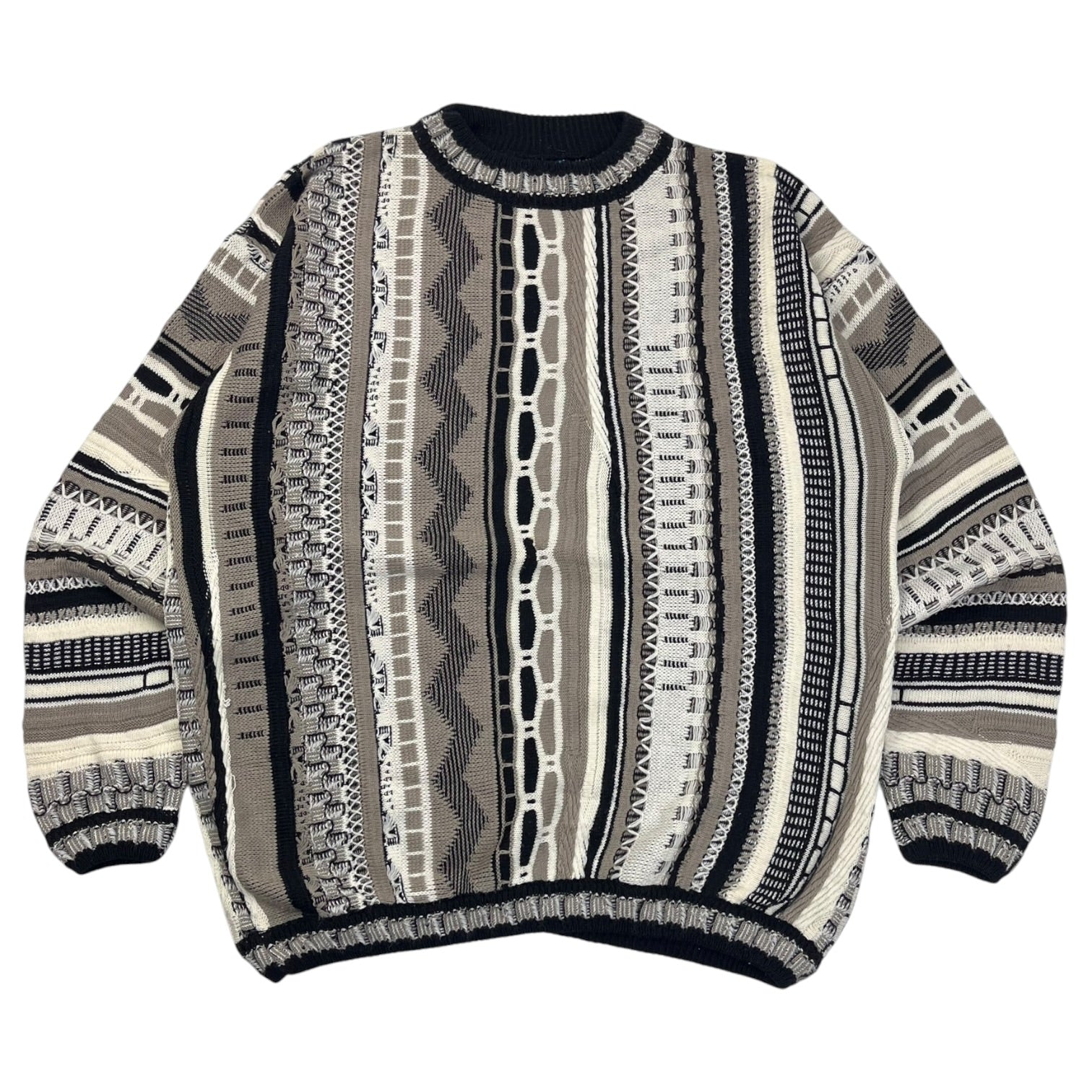 Vintage Bergati Vertical Textured Knit Cremé/Noir