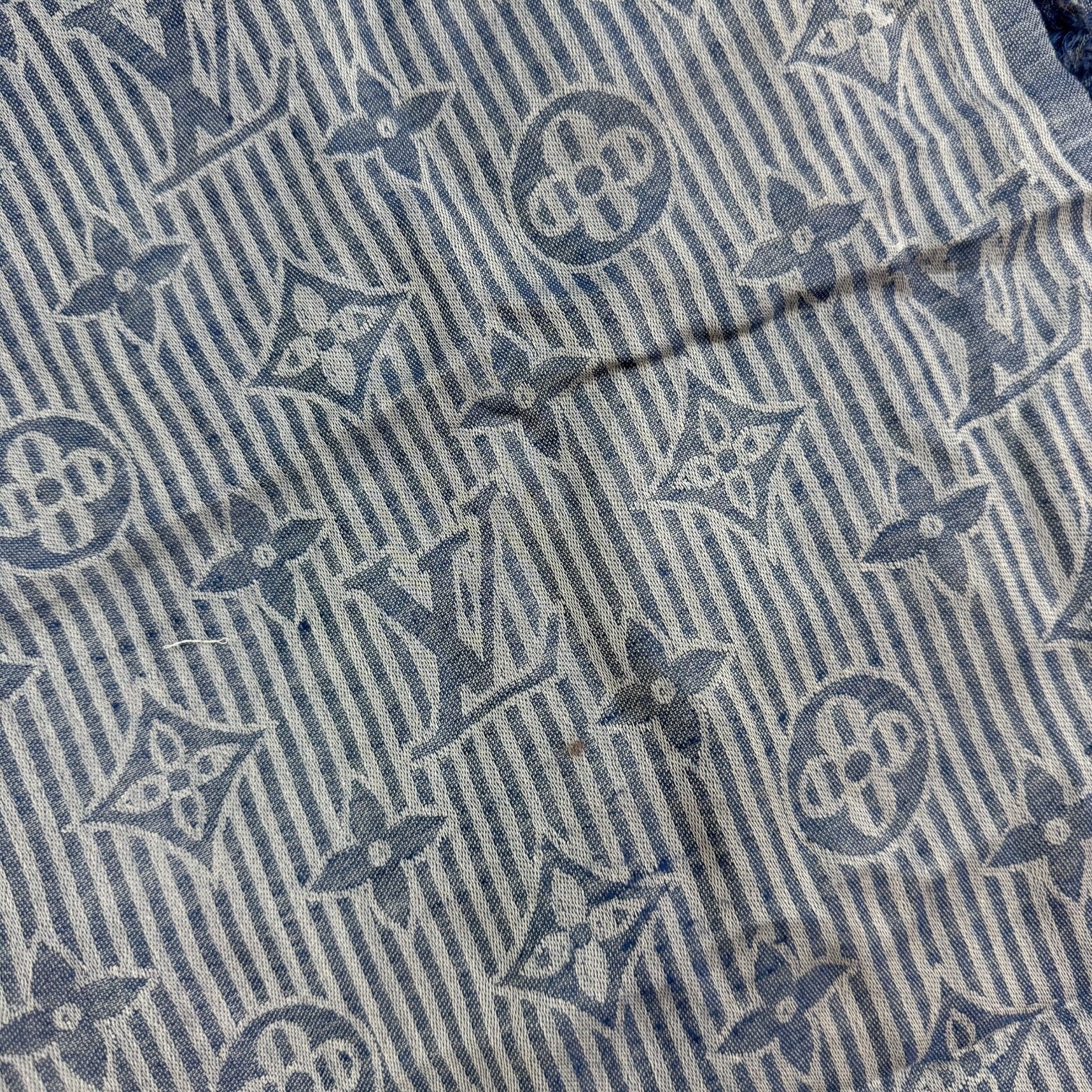 Louis Vuitton Blue Silk Wool Monogram Denim Shaw