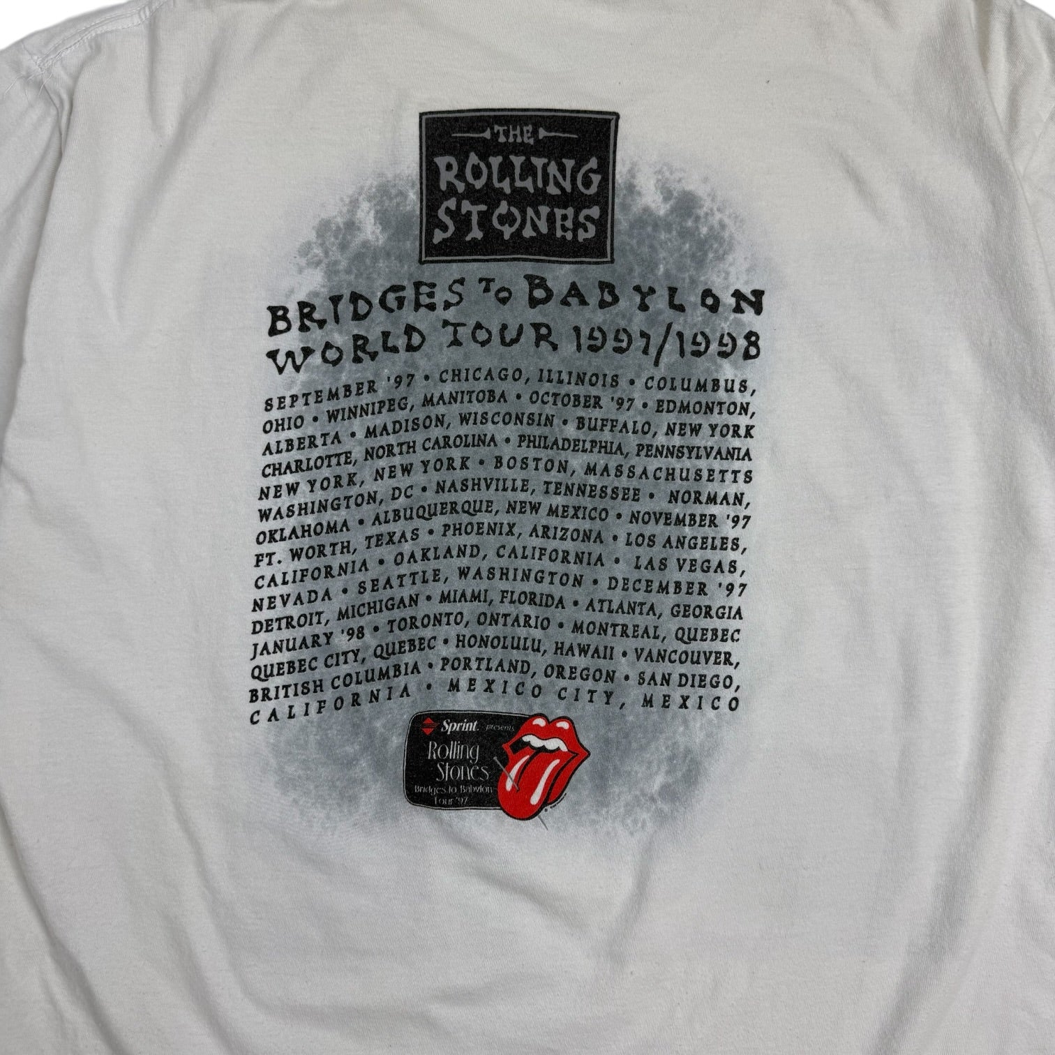 Vintage 1997 Rolling Stones Bridges To Babylon Tour Tee White