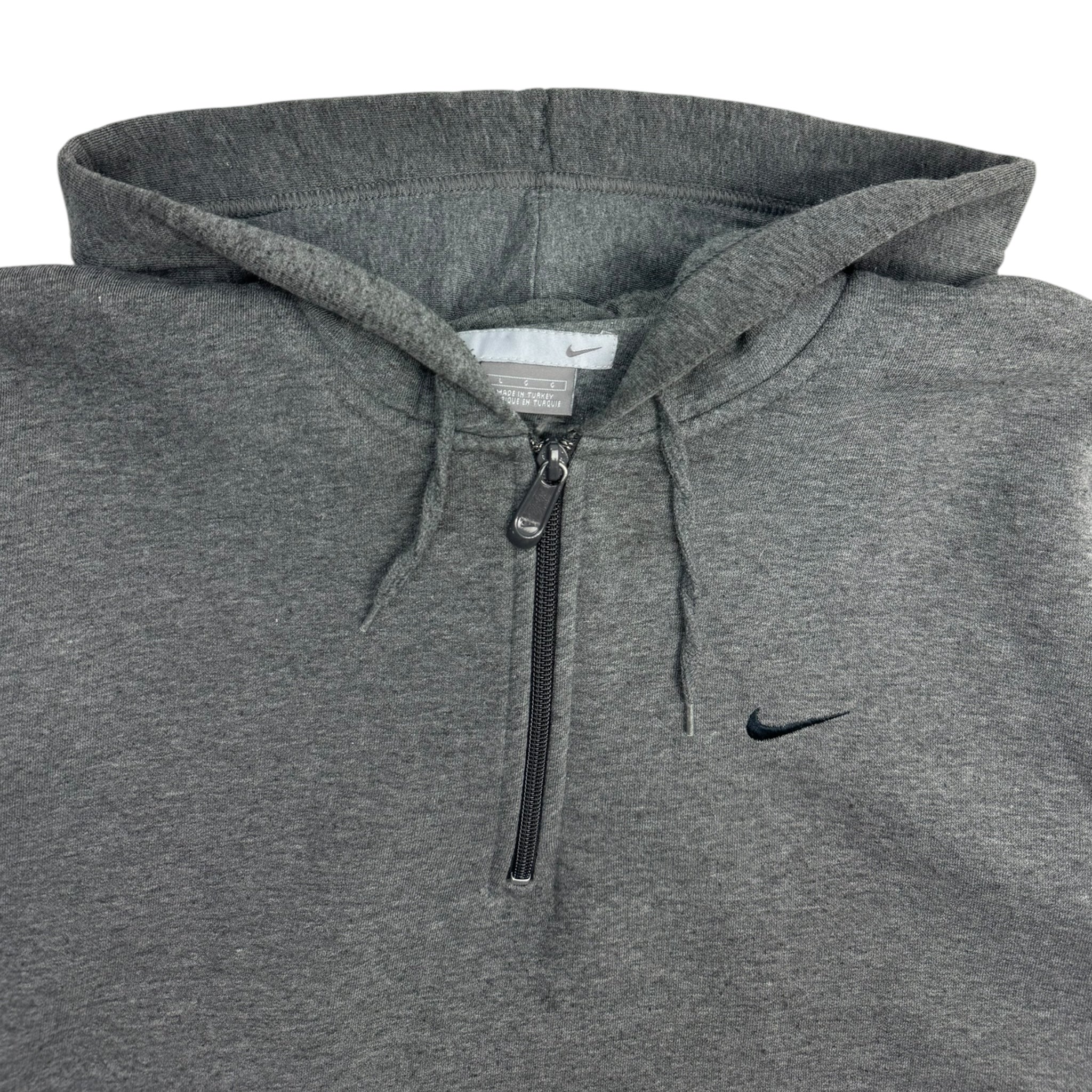 Vintage Y2K Nike Euro Side Swoosh Quarter Zip Hoodie Dark Grey