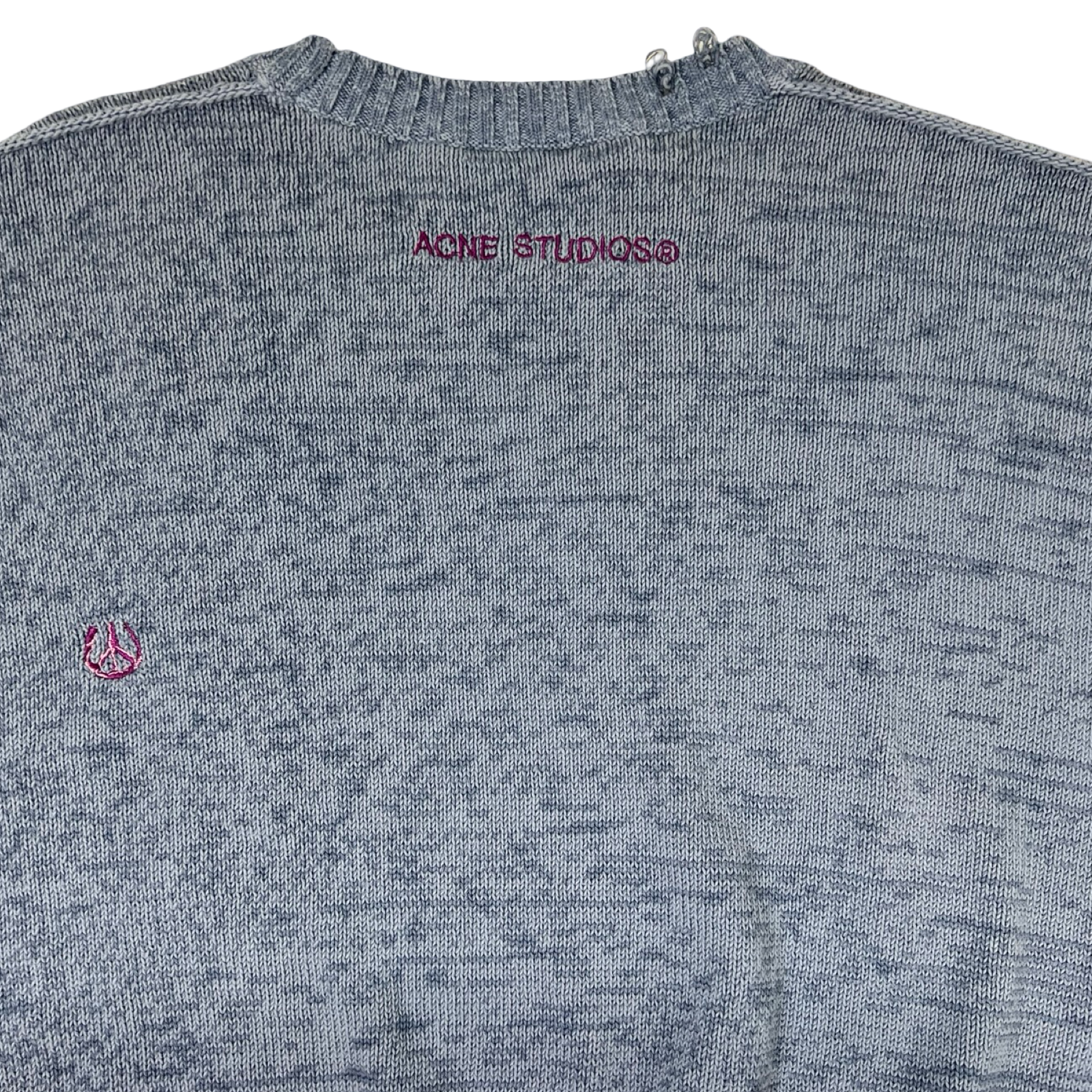 Acne Studios Distressed Crewneck Sweater Blue
