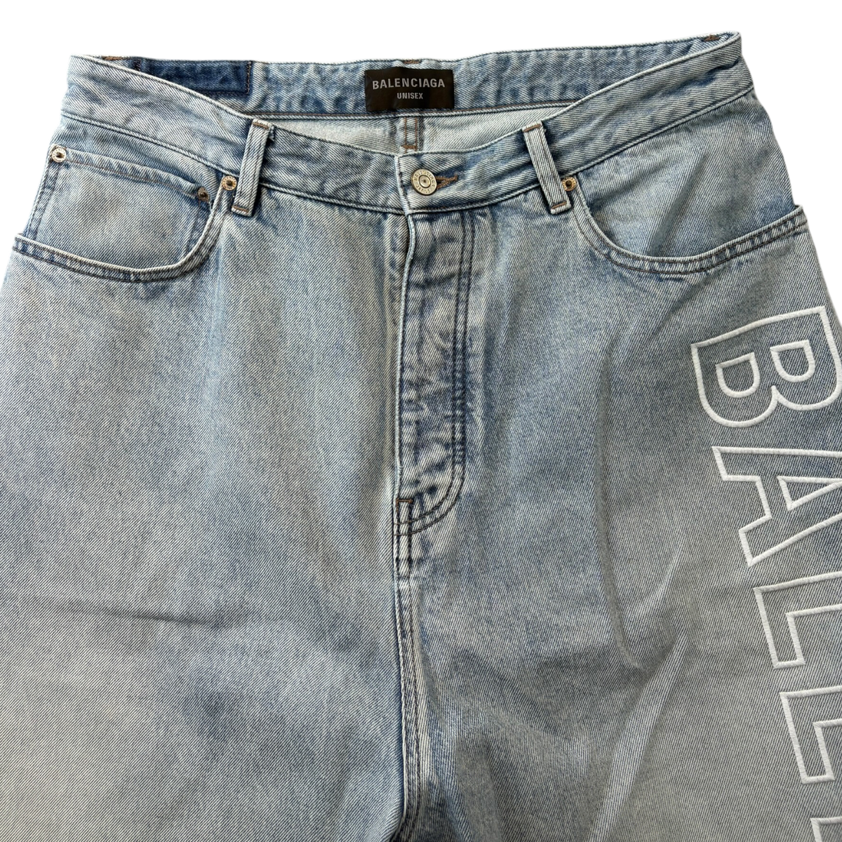 Balenciaga Baggy Outline Logo Denim Blue