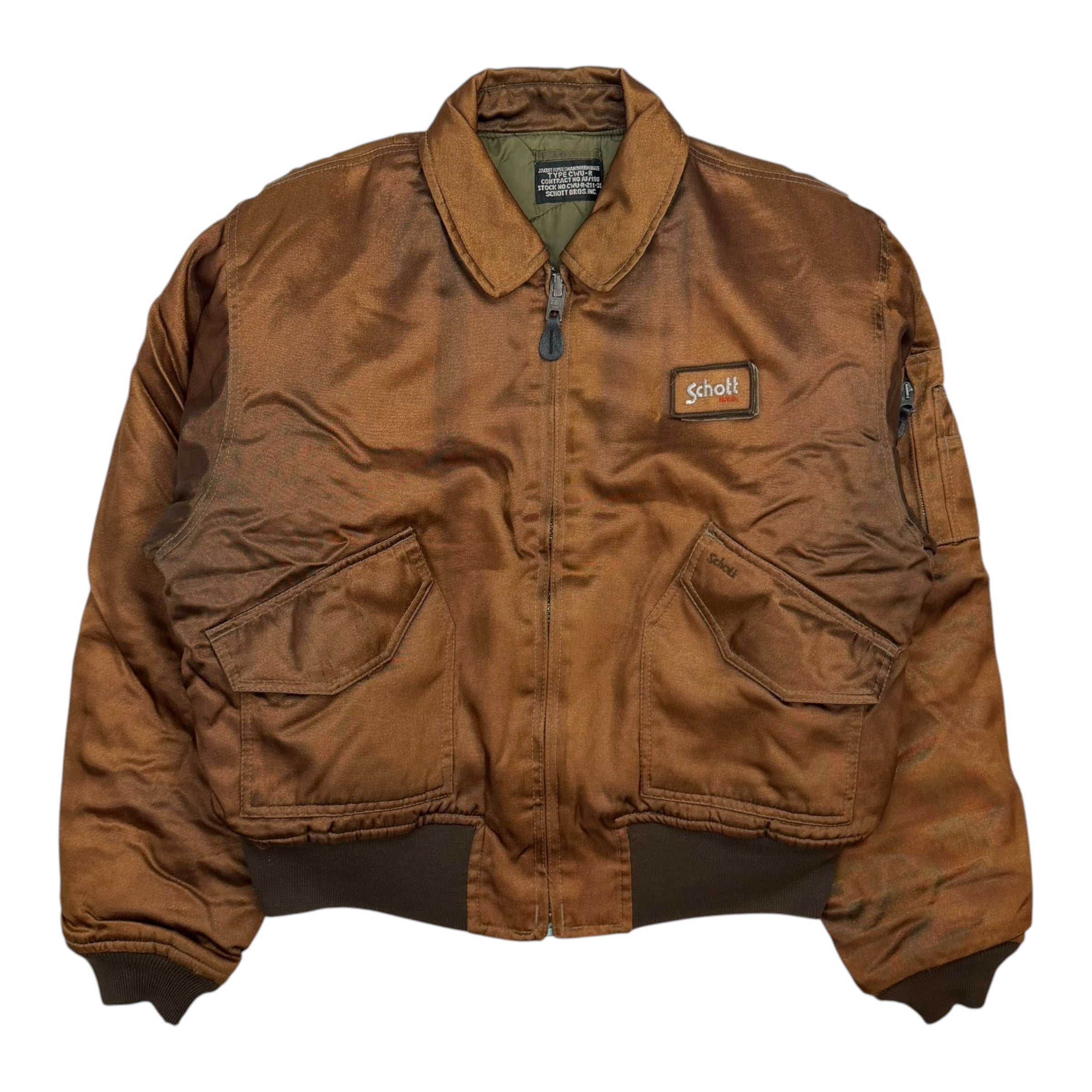 Vintage Schott CWU-R Flight Jacket Satin Brown