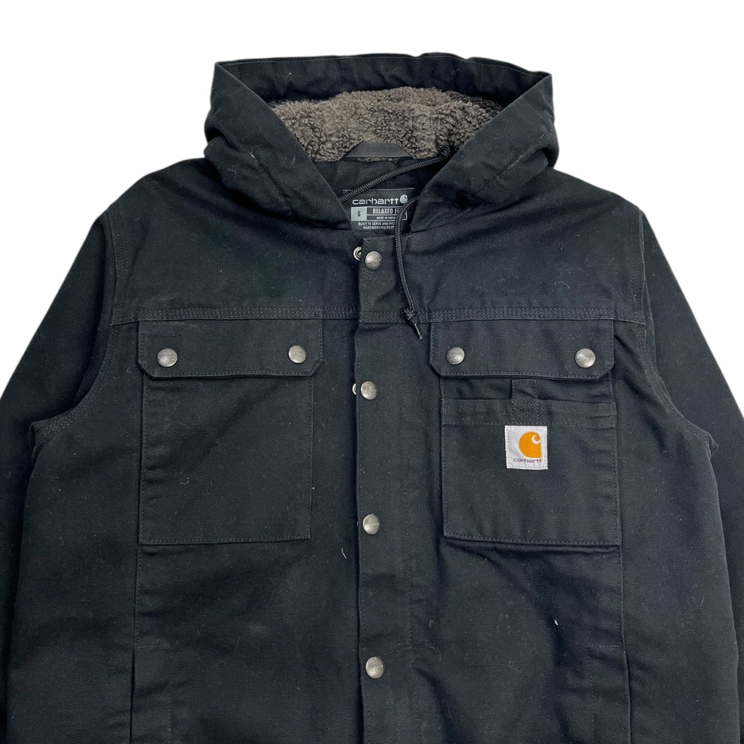 Carhartt Relaxed Fit Hooded Work Jacket Black