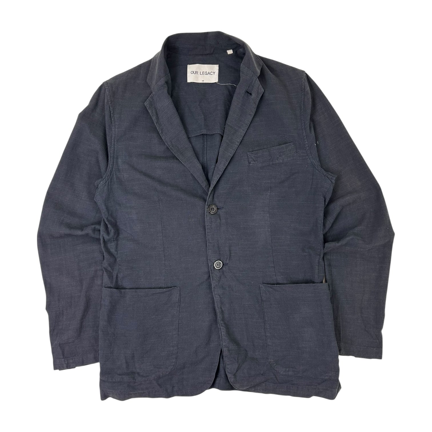 Our Legacy Midnight Flame Linen Blend Blazer Dark Grey